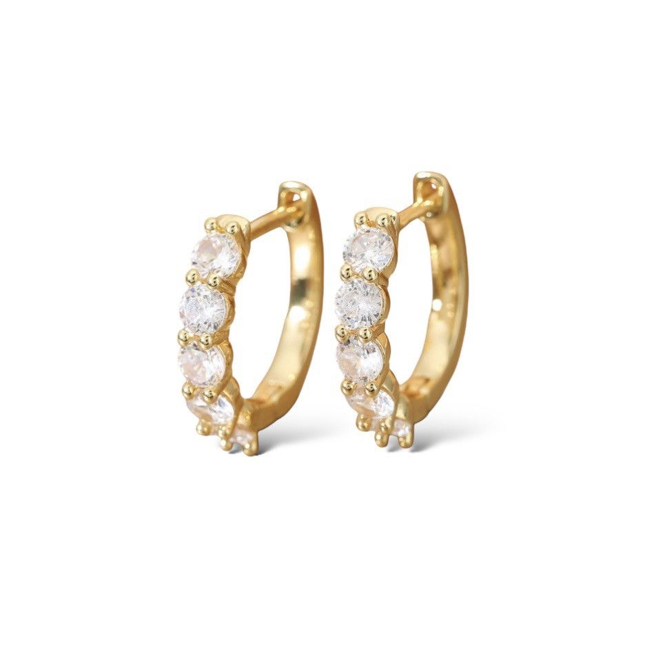 Other CZ Cubic Zirconia Gold Hoop Earrings for Women Size ONE SIZE - 1 Thumbnail