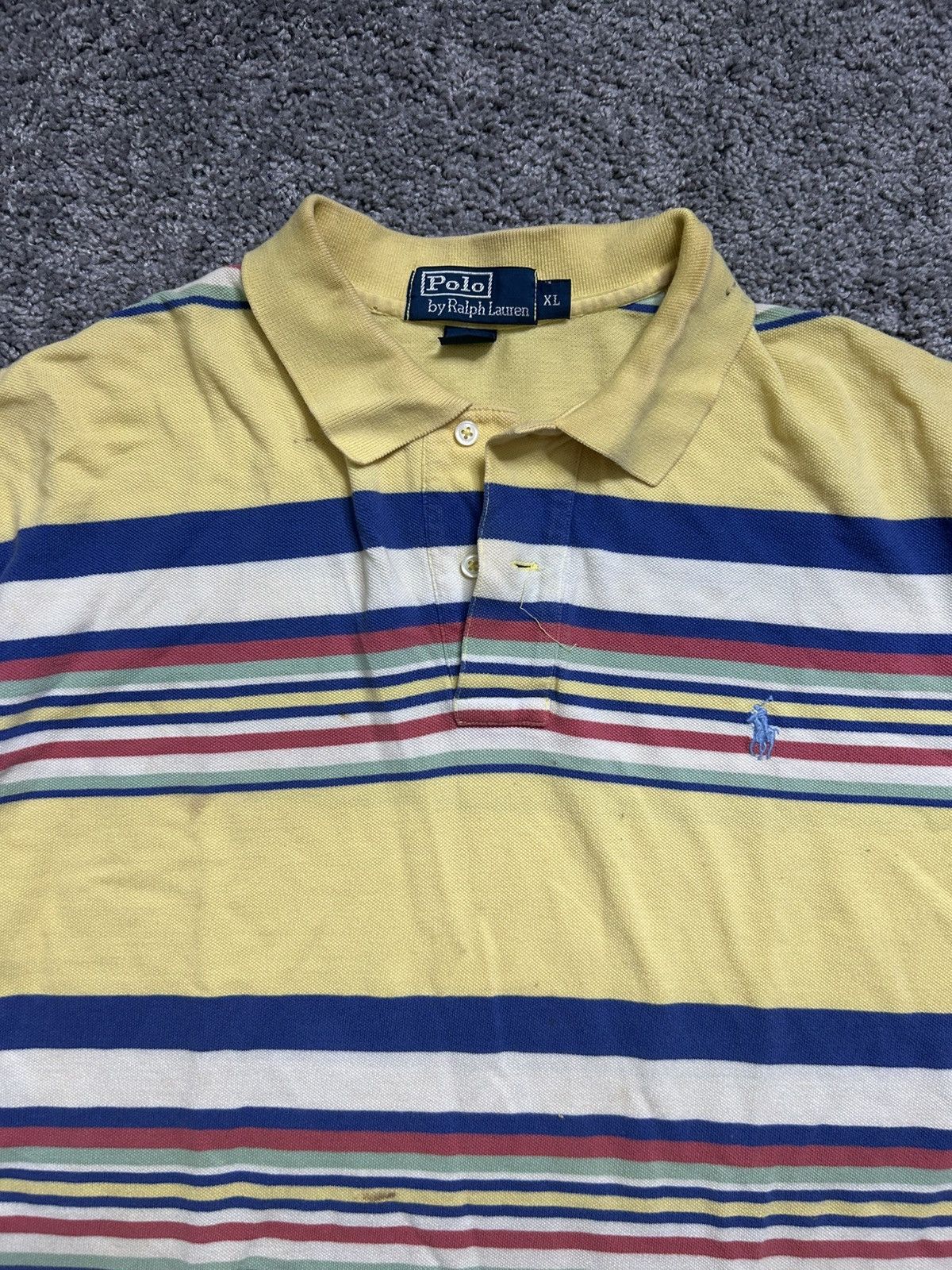 Polo Ralph Lauren Vintage 80s Polo Ralph Lauren Striped Multi Yellow Size US XL / EU 56 / 4 - 2 Thumbnail