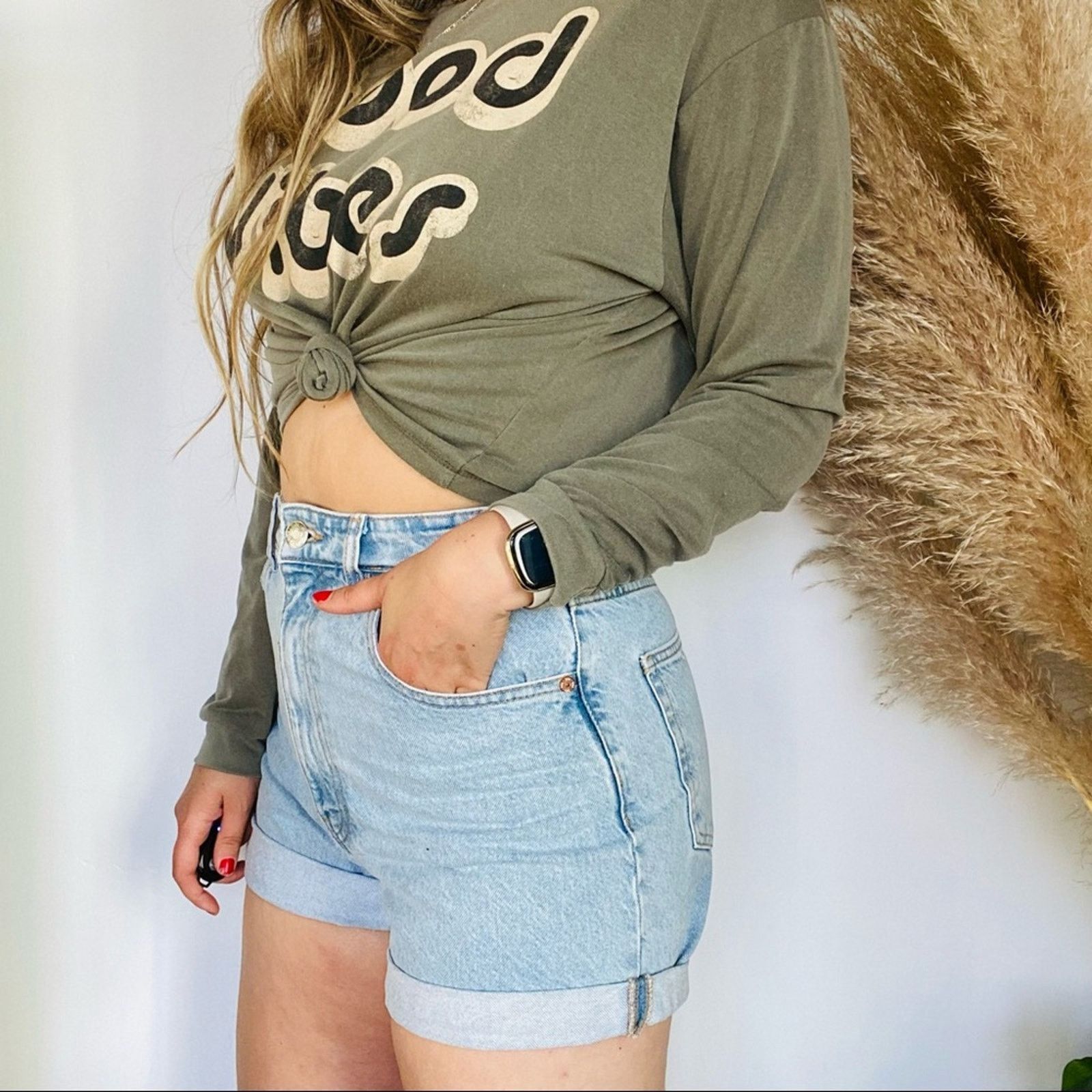 Zara ZARA Light Denim High Rise Mom Straight Jeans Vintage Shorts Size 30" / US 8 / IT 44 - 10 Thumbnail