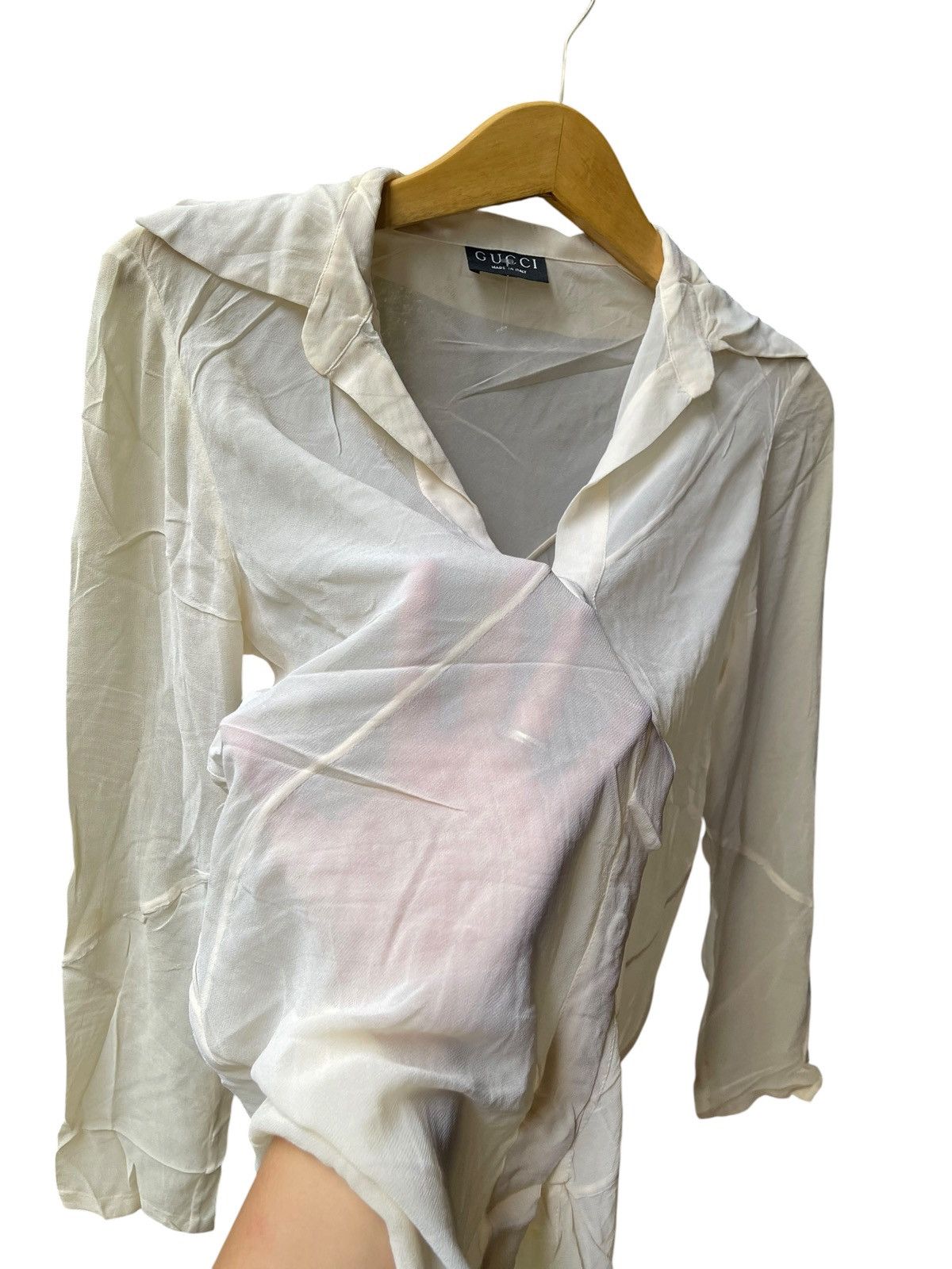 Gucci 1997 Gucci Tom Ford Rayon/Silk Sheer Mesh Cowl Neck Shirts Size S / US 4 / IT 40 - 7 Thumbnail