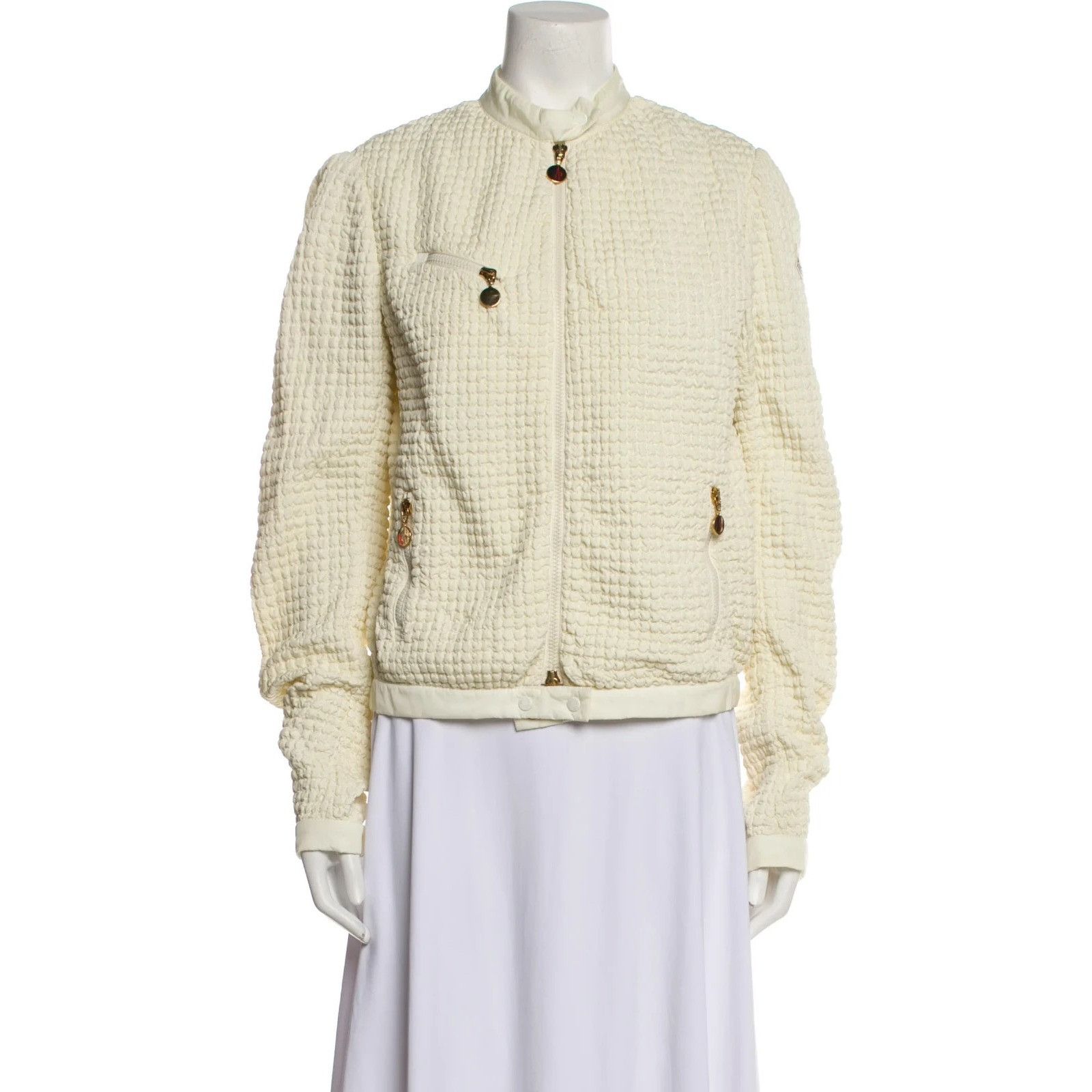 Moncler Moncler Marguerite Perforated Beige Women`s Bomber Jacket Si Size XS / US 0-2 / IT 36-38 - 1 Thumbnail