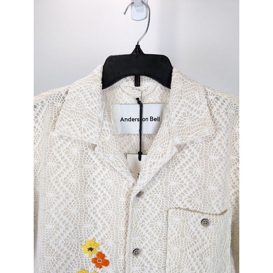 Andersson Bell o1rshd1 Flower Embroidery Open Collar Shirt in White Size US M / EU 48-50 / 2 - 5 Thumbnail