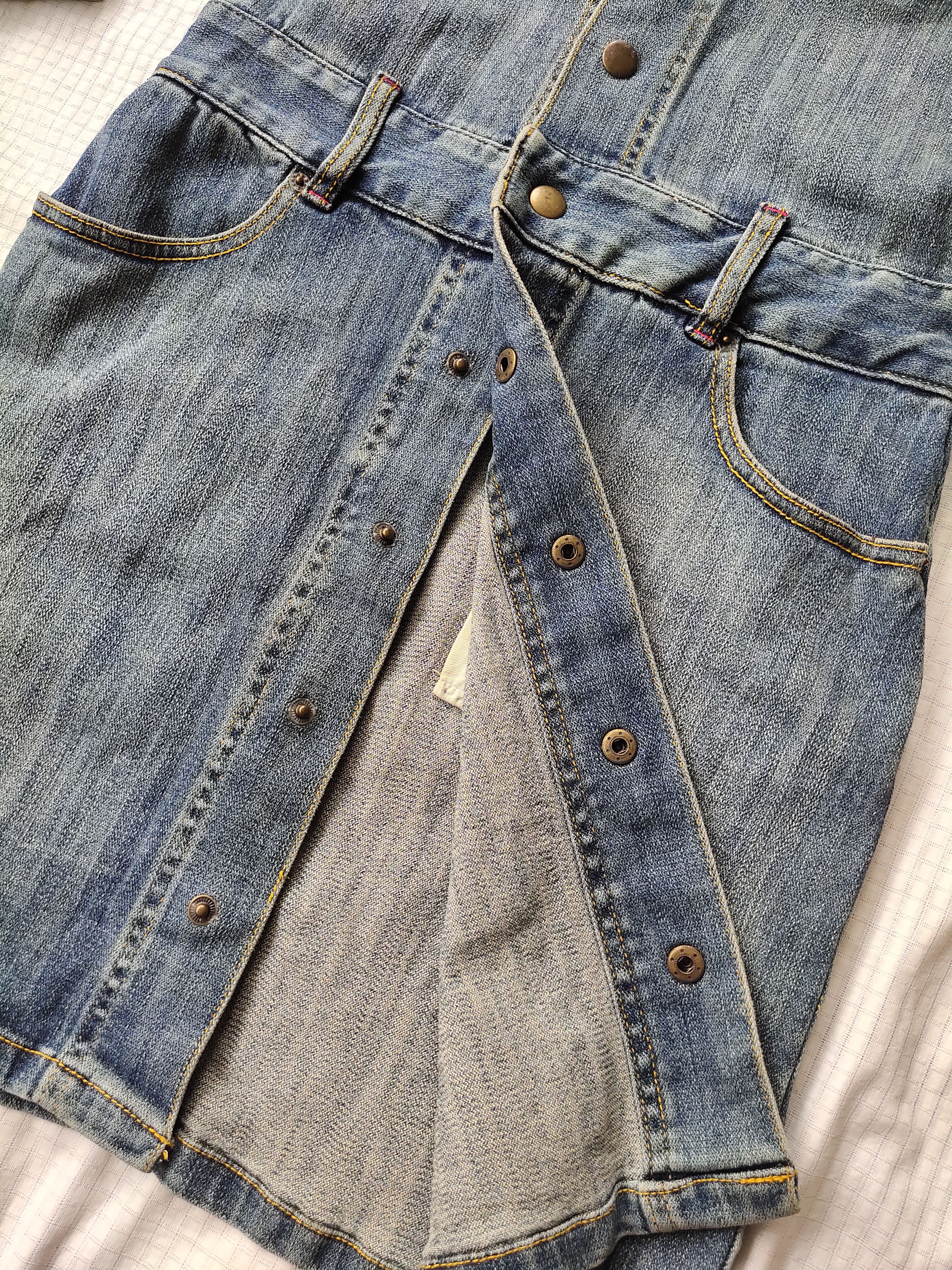 Japanese Brand × X-Girl (D34) X-Girl Japan Stretch Denim Short Dress 3/4 Sleeve Sz 1 Size S / US 4 / IT 40 - 5 Thumbnail