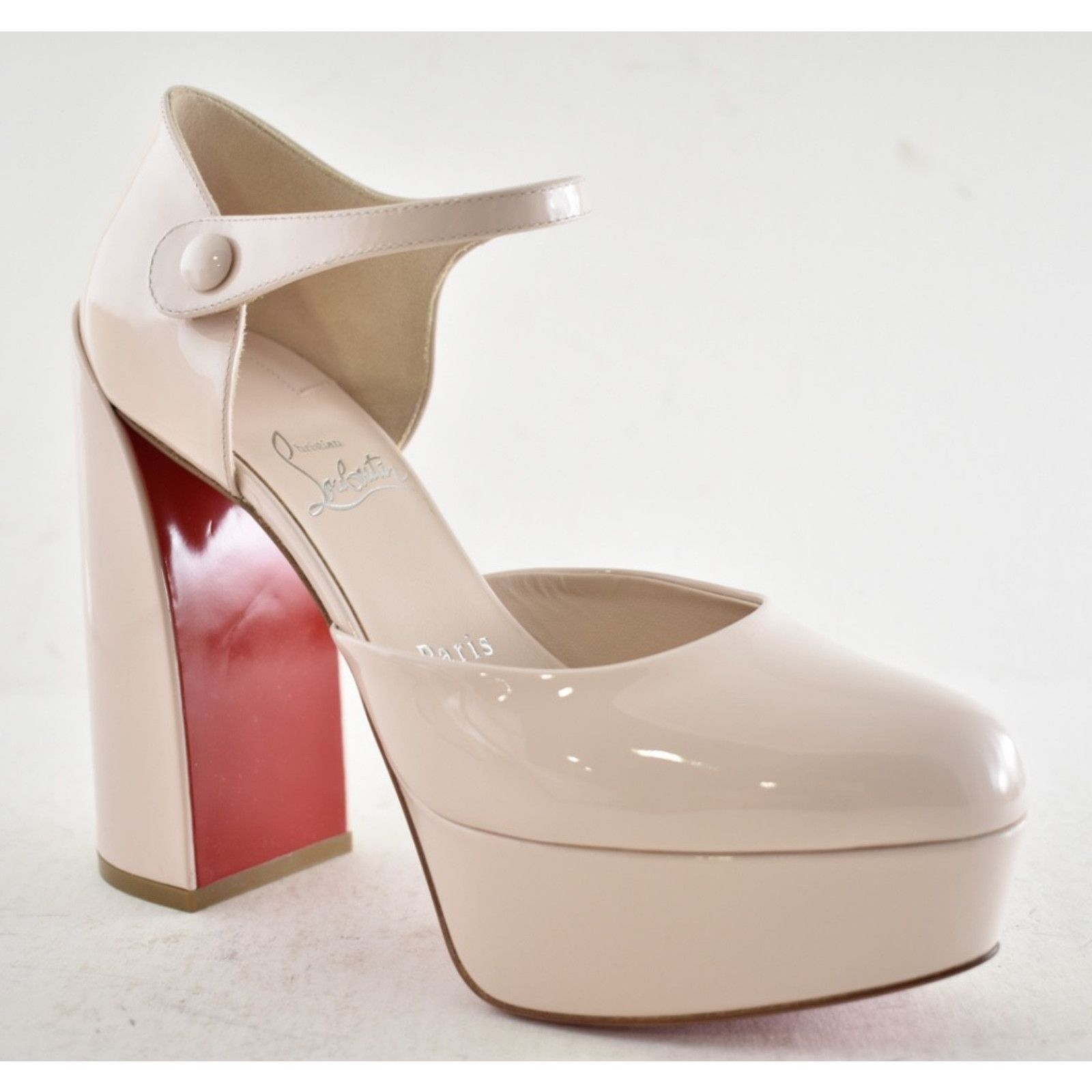 Christian Louboutin Louboutin Movida MJ 130 Leche Patent Platform Pump 37.5 Size US 7.5 / IT 37.5 - 4 Thumbnail