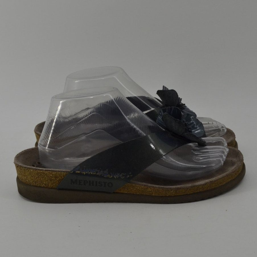 Mephisto Mephisto Wms Euro 39 US 9 Sandal Blue Floral Thong Sandal Size US 9 / IT 39 - 3 Thumbnail