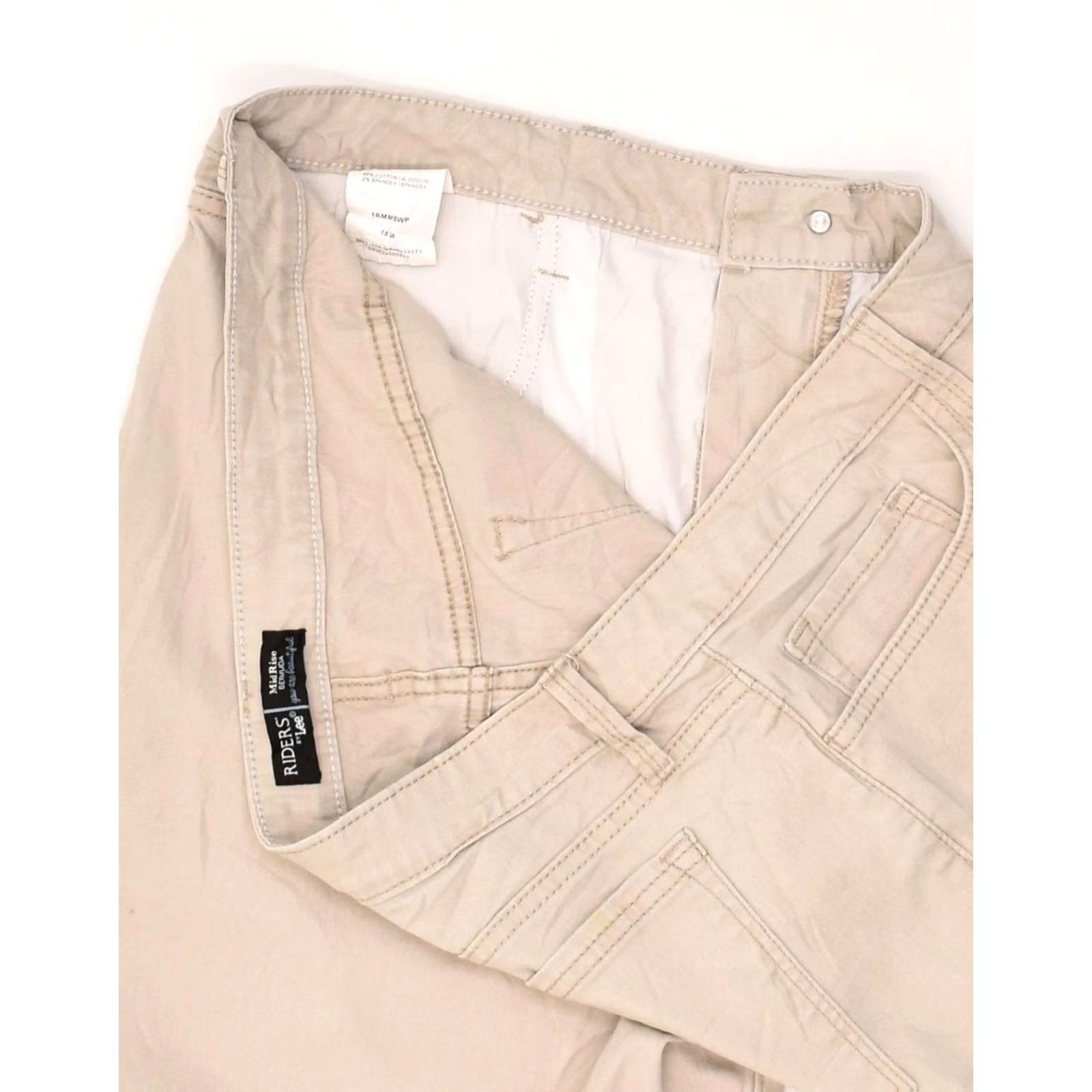Lee LEE Womens Mid Rise Bermuda Shorts Beige Cotton US 18 2XL W36 Size 40" / US 18 - 3 Thumbnail