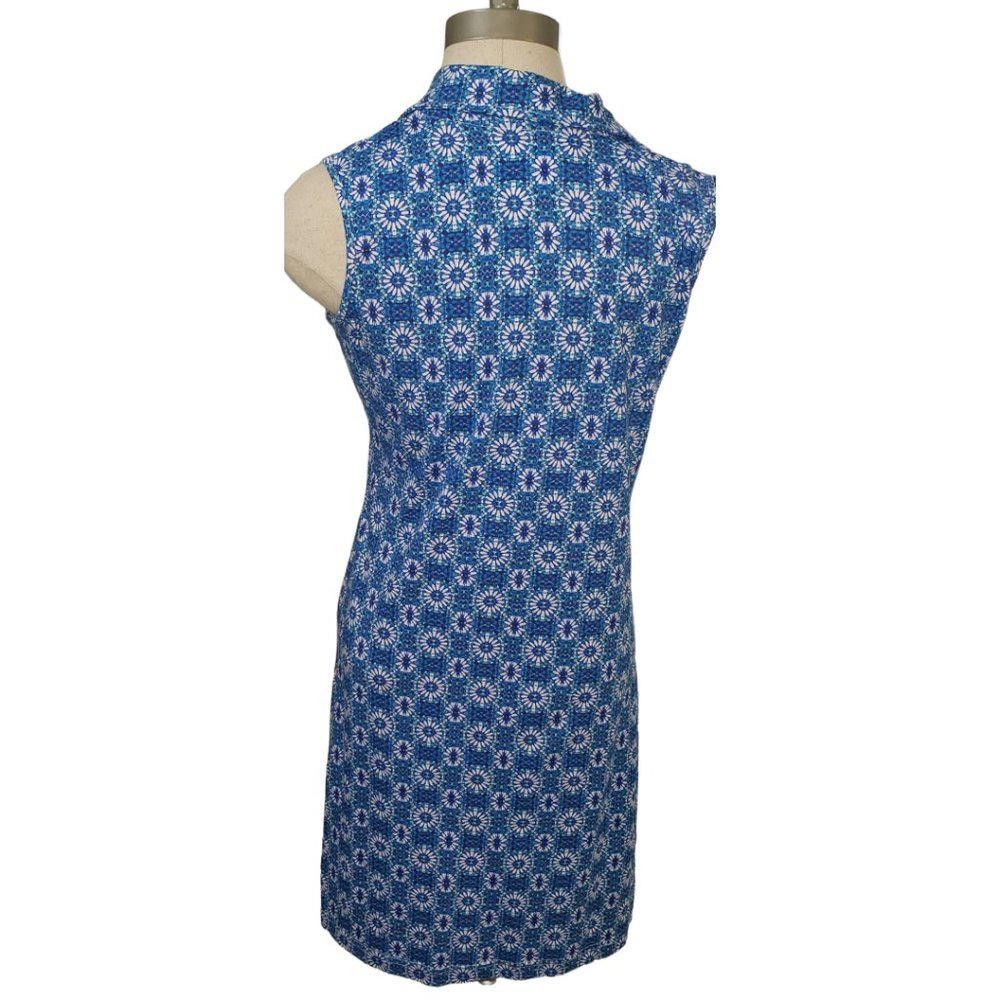 Designer CT514 Lee Riders Sleeveless V-neck Floral Blue Mini Dress S Size S / US 4 / IT 40 - 2 Thumbnail