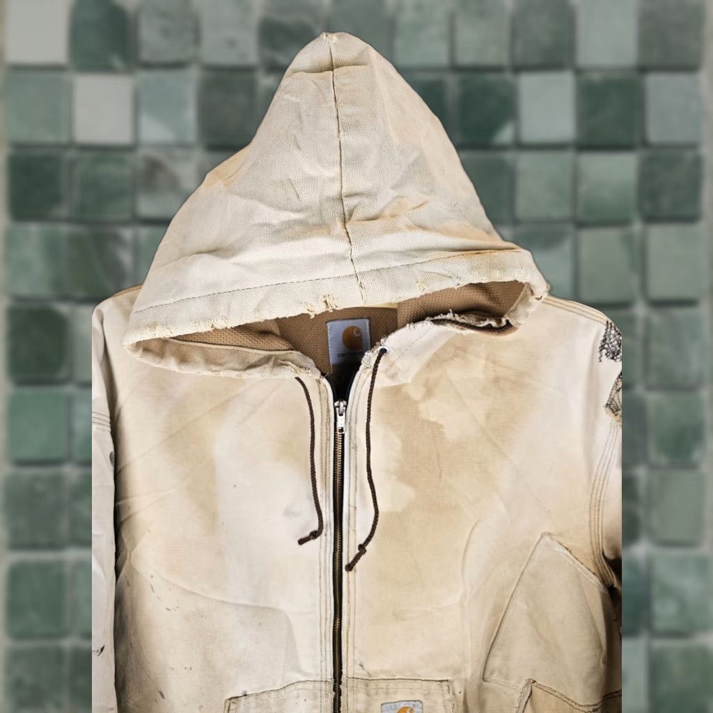 Carhartt VINTAGE Carhartt Brown Hooded Duck Canvas Work Jacket XL WORN Mens Jacket Size US XL / EU 56 / 4 - 1 Thumbnail