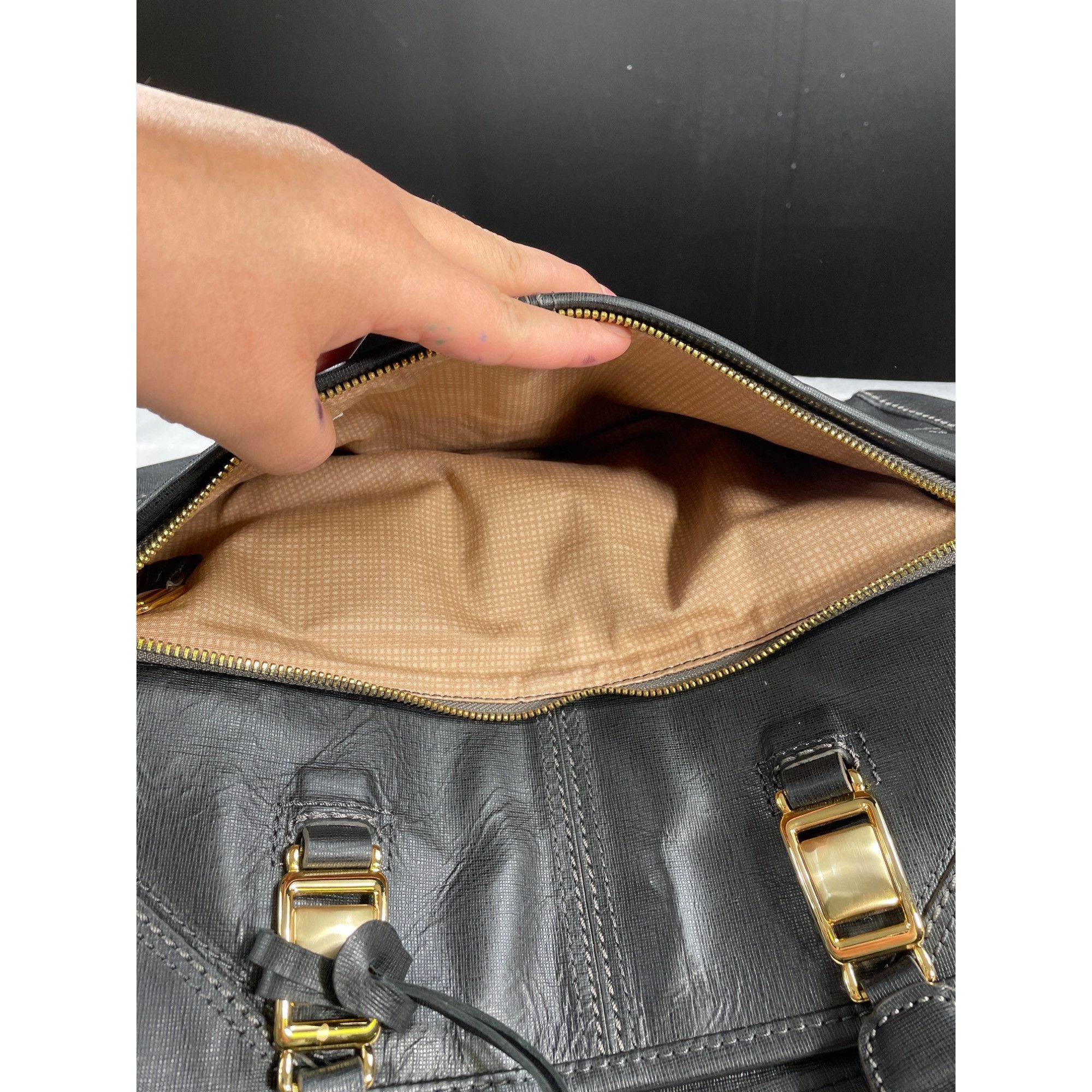 Brighton Brighton SKU 7523 Black Faux Leather Tote Bag With Gold Hard Size ONE SIZE - 3 Thumbnail