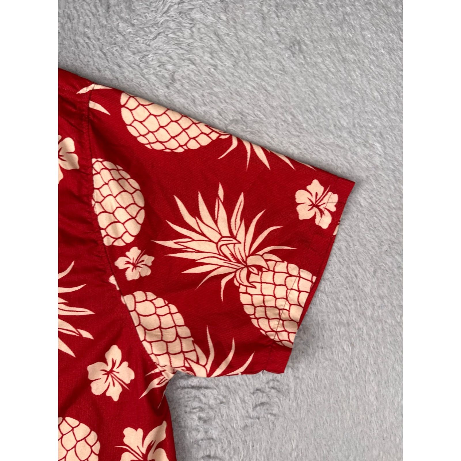 FUZZI Uzzi Button-Up Shirt Men Large Red Floral Pineapple 100% Polyester Pocket Hawaiian Resort Aloha Luau Vacation Size US L / EU 52-54 / 3 - 2 Thumbnail
