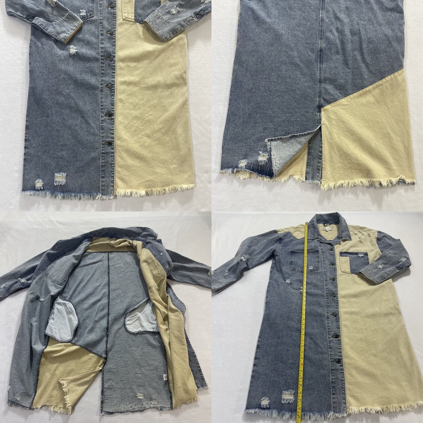 Denime Oli & Holi Boho Mixed Denim Jacket Long Oversize Boutique Button & Snap Size S Women Multicolor Denim Jacket Spring Summer Fall Winter Size S / US 4 / IT 40 - 9 Thumbnail