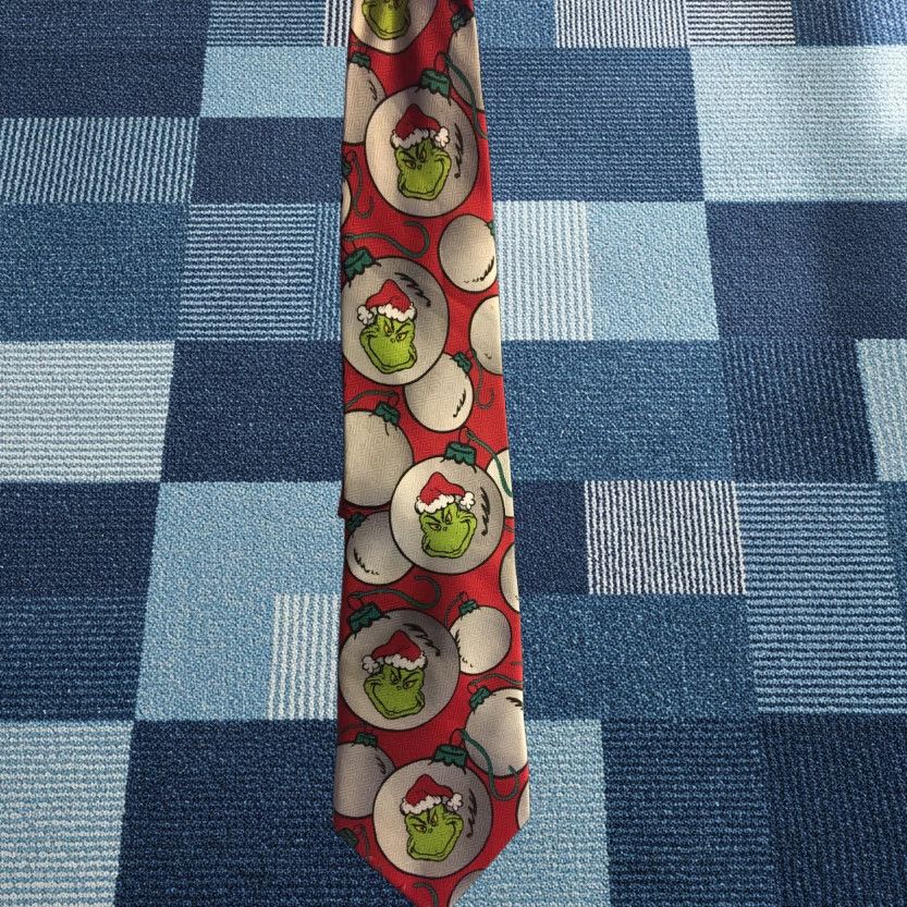 Vintage Dr. Seuss How the Grinch Stole Christmas Red Holiday Party Novelty Tie Men’s Size ONE SIZE - 1 Thumbnail