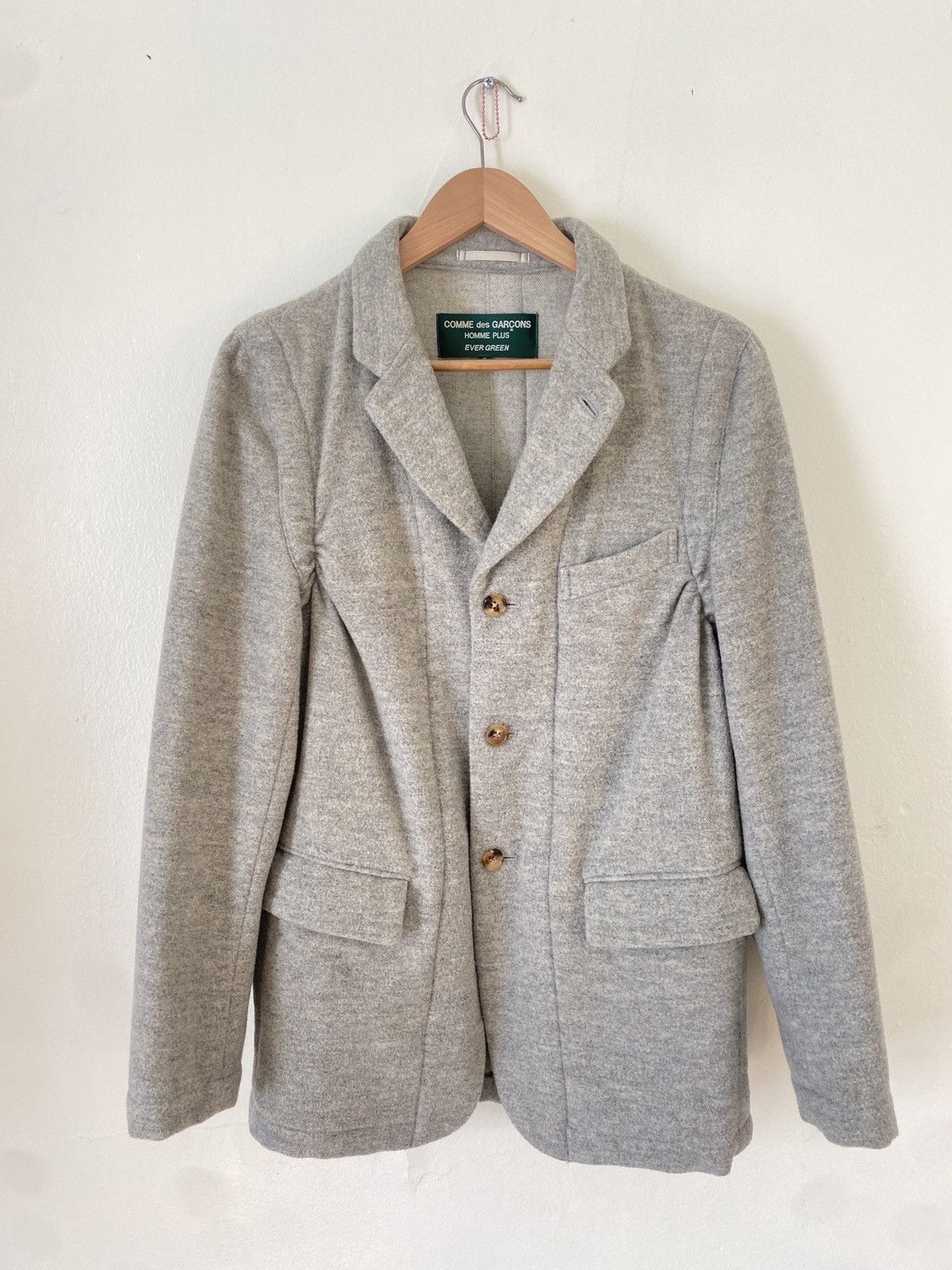 image of Comme Des Garcons x Comme Des Garcons Homme Plus Comme Homme Plus Evergreen Grey Wool Blazer (Size 