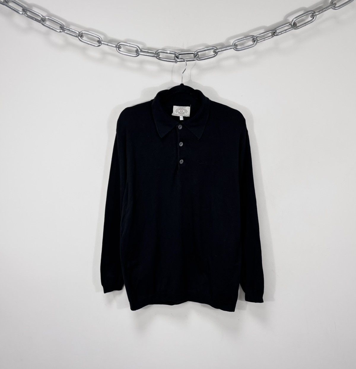 Armani Vintage Armani Jeans Men’s Black Long Sleeve Polo Shirt Size US L / EU 52-54 / 3 - 1 Thumbnail
