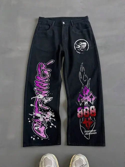 Jean × Vintage Vintage street graphic loose jeans Y2K Size US 34 / EU 50 - 1 Thumbnail