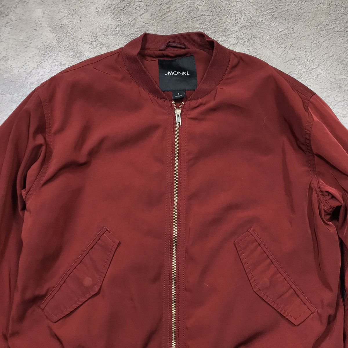 Vintage 90s Burgundy Bomber Jacket Streetwear Y2K Baggy M