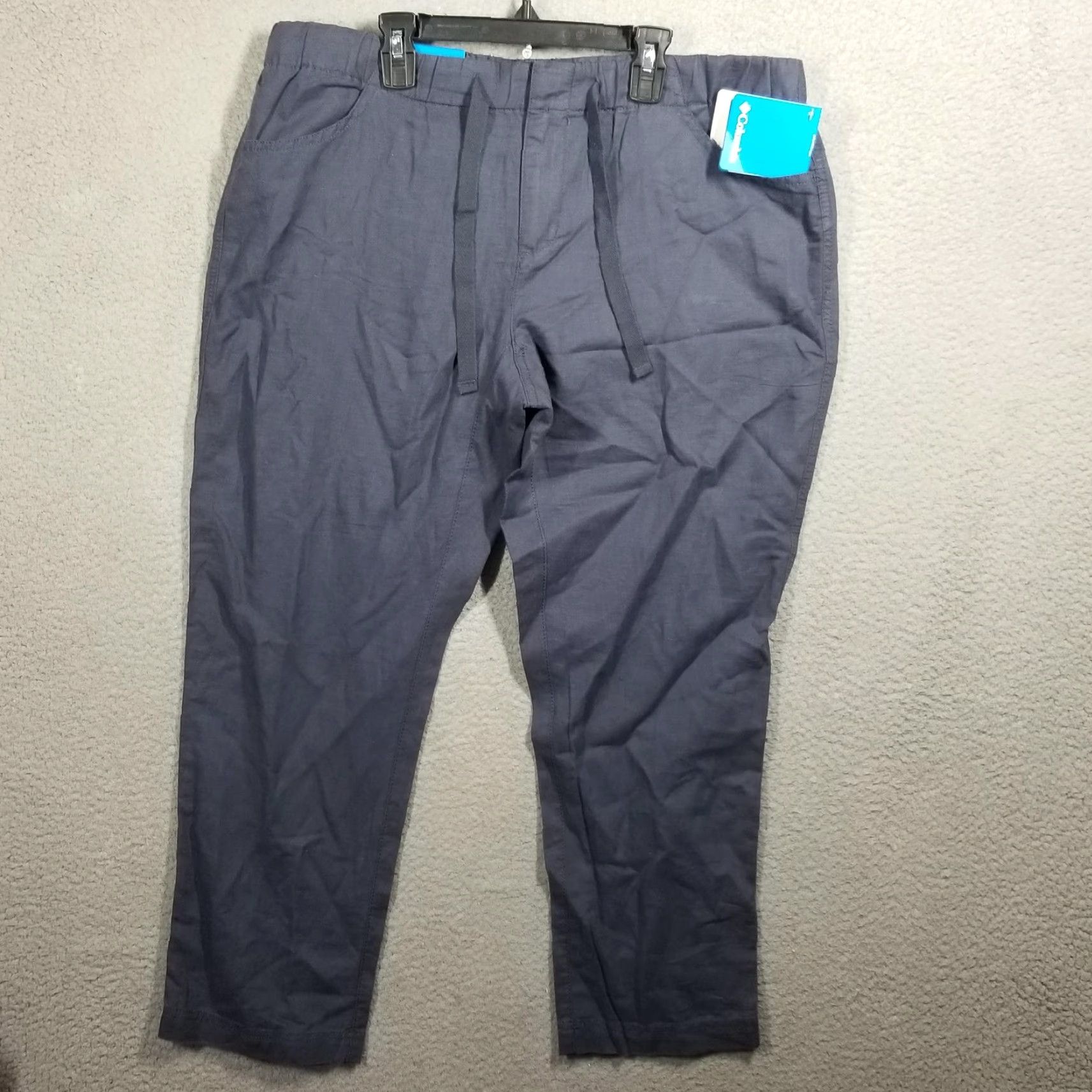 Vintage Columbia Oatka Garden Capri Pants Womens Large Blue Linen Active XK8974-419 Size 36" / US 14 / IT 50 - 2 Thumbnail