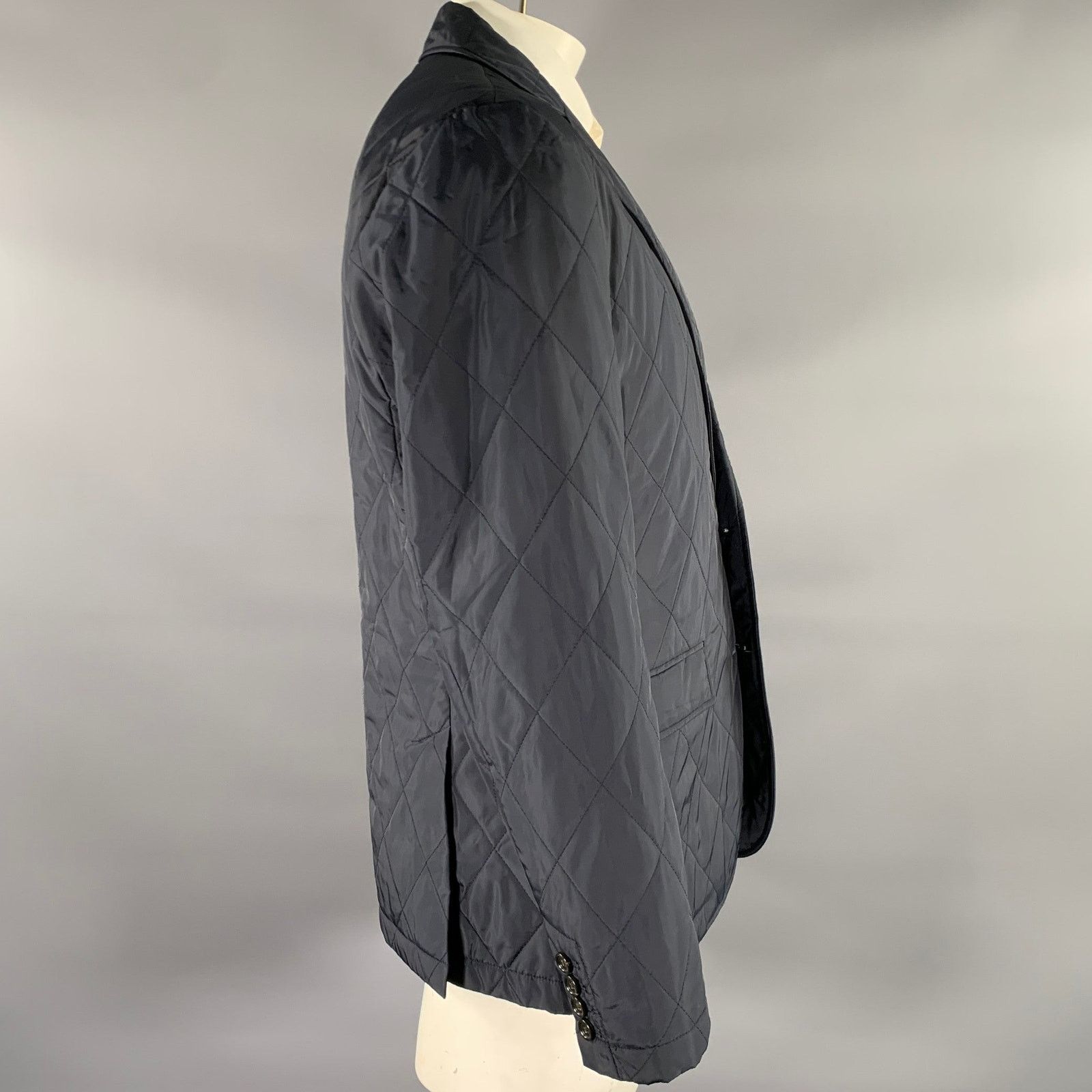 J.Crew J CREW L Navy Quilted Notch Lapel Sport Coat Size 44R - 2 Thumbnail