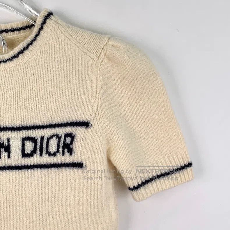 Dior Dior Beige striped letter inlaid wool round-neck short-sle Size XS / US 0-2 / IT 36-38 - 3 Thumbnail