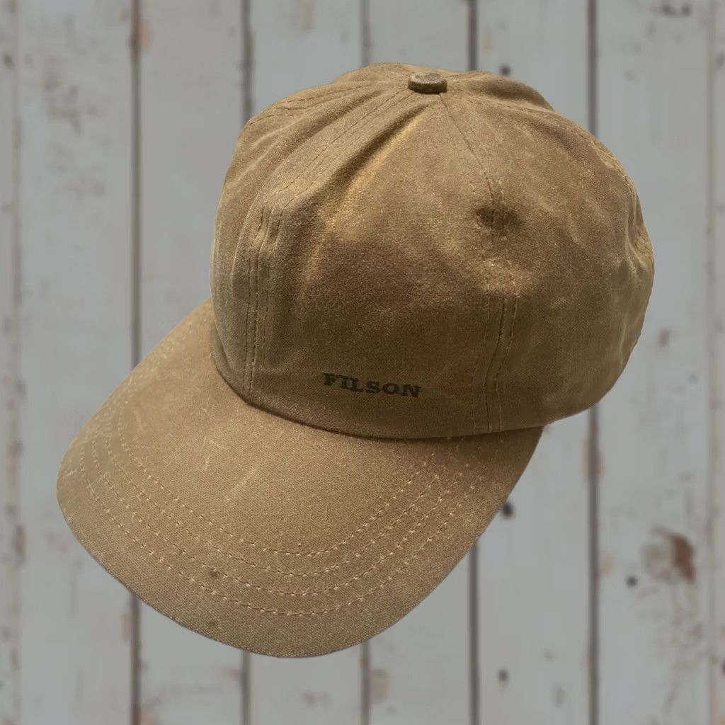 Filson VINTAGE Filson Waxed Canvas Low Profile Logger Cap Leather Strap Made USA L Baseball Cap Adjustable Tan Cotton Canvas Unisex Adults Mens Womens Size ONE SIZE - 1 Thumbnail