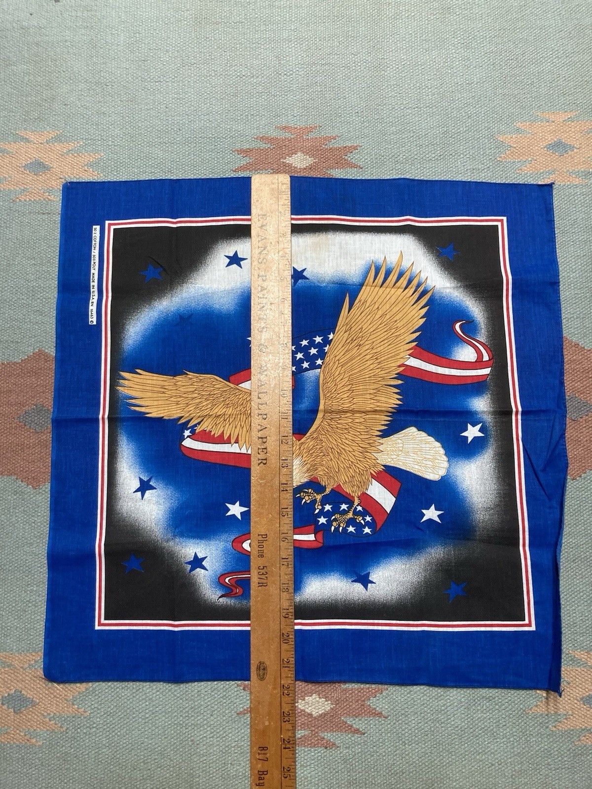 Vintage Vtg 80s bandana handkerchief eagle USA flag Harley Davidson Size ONE SIZE - 5 Thumbnail