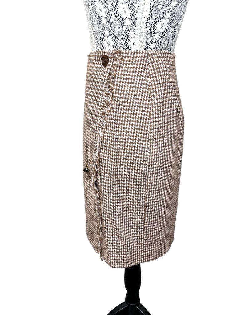 Other Vintage 80s above knee plaid, kilt Skirt, M, Brown and White Size 32" / US 10 / IT 46 - 3 Thumbnail