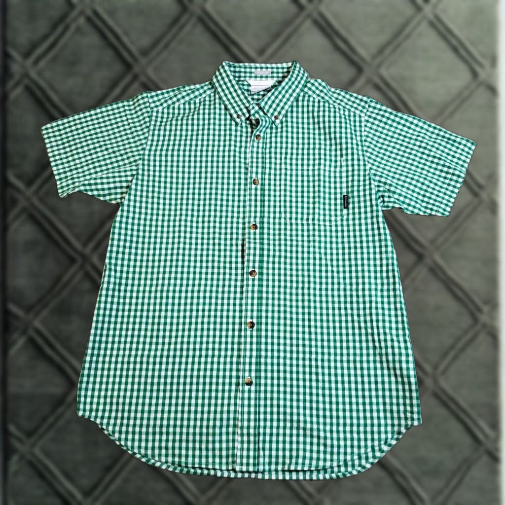 Vintage Columbia Shirt Gingham Button Down Regular Fit Green Mens M Size US M / EU 48-50 / 2 - 1 Thumbnail