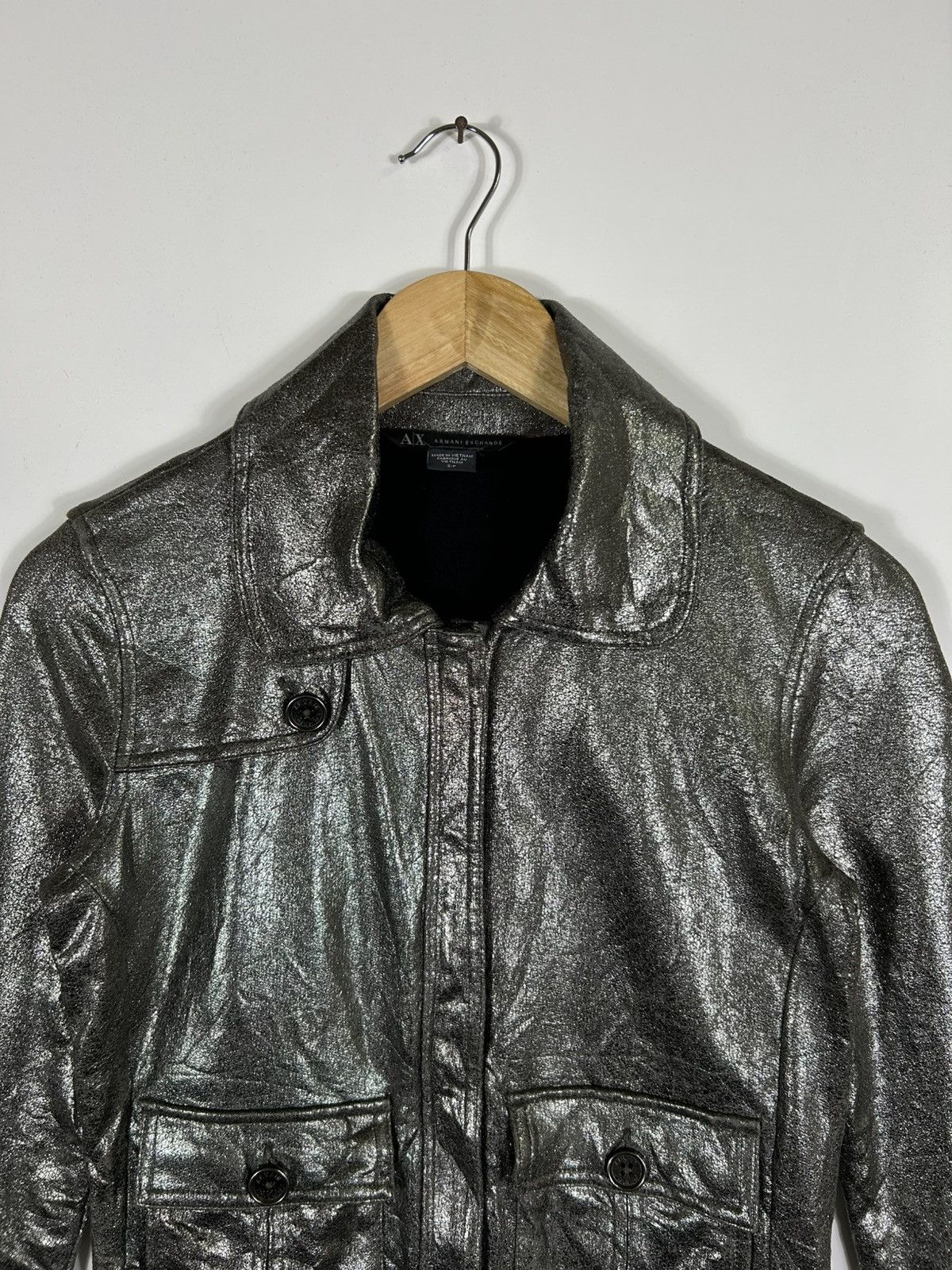 Armani × Armani Exchange 🔥Armani Exchange Shiny Black Zipper Jacket Size S / US 4 / IT 40 - 4 Thumbnail