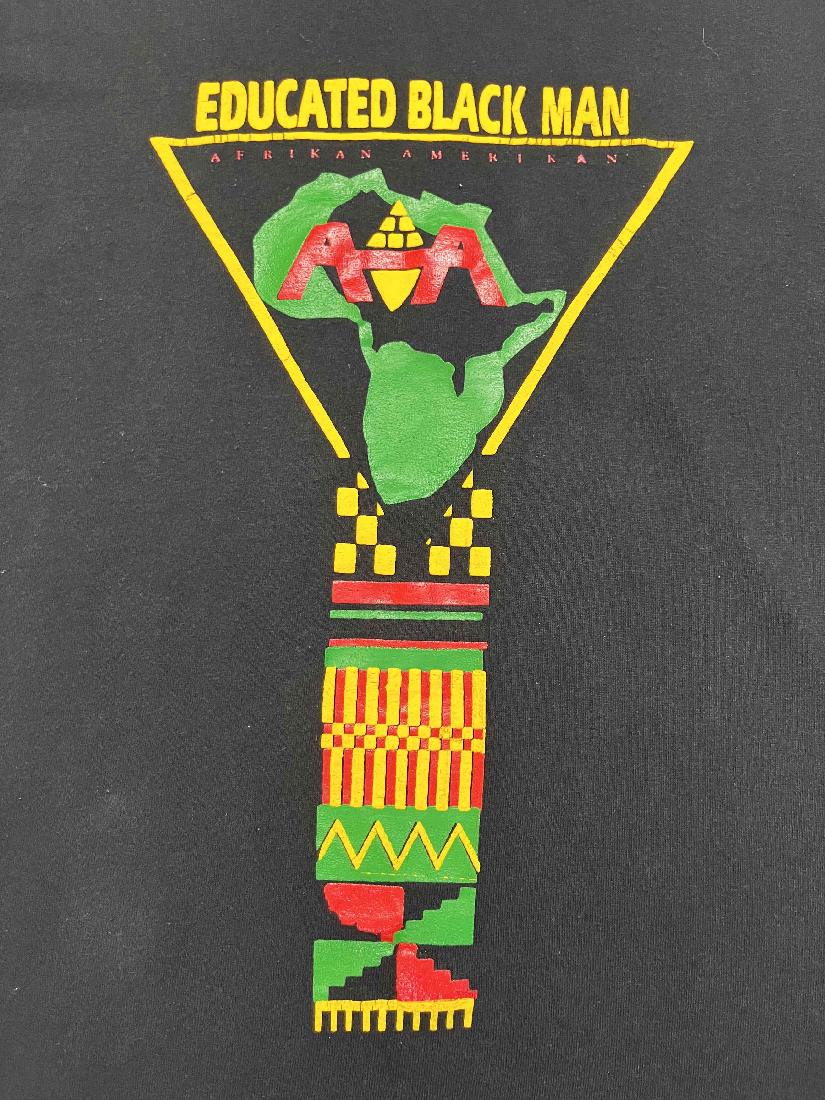 Fruit Of The Loom Vintage FOTL Educated Black Man Malcolm X T-Shirt Size US L / EU 52-54 / 3 - 2 Thumbnail