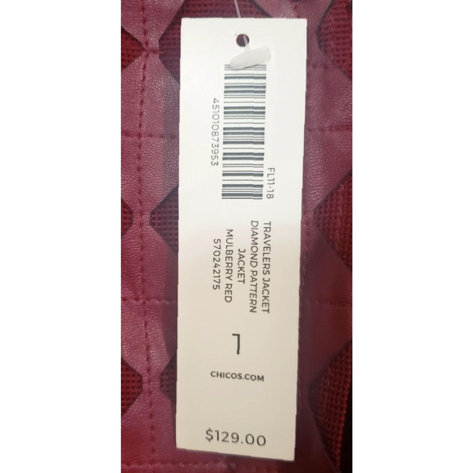 Vintage CHICO'S NWT TRAVELERS JACKET DIAMOND PATTERN Burgundy Mulberry-Red Size 8/10 Petites Womens Shirt/Cardigan Ladies XS- Petite Size M / US 6-8 / IT 42-44 - 3 Thumbnail