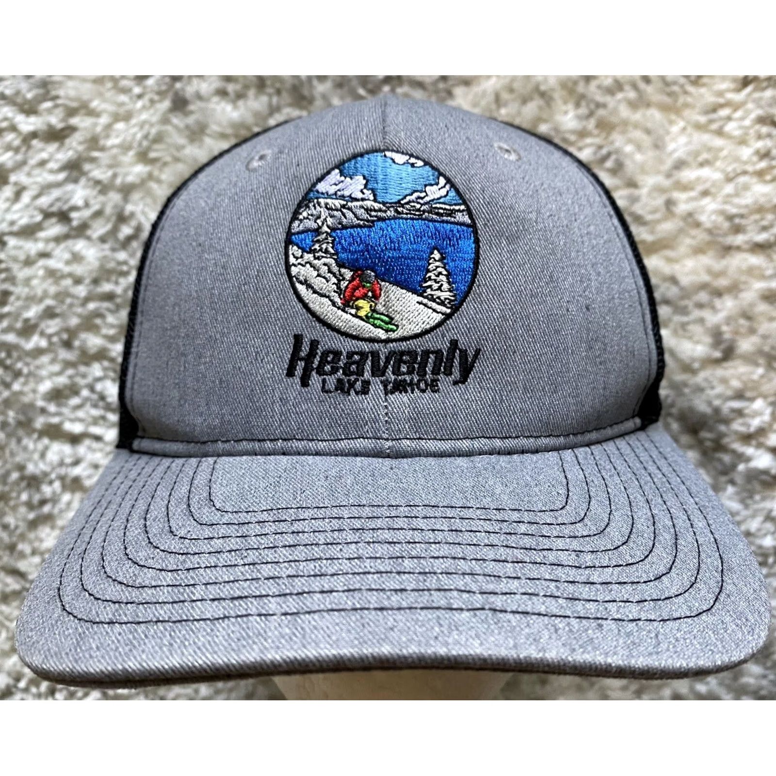 Vintage Rise Graphics Heavenly Lake Tahoe Trucker Hat Embroidered Gray OS Mens Hat Size ONE SIZE - 2 Thumbnail
