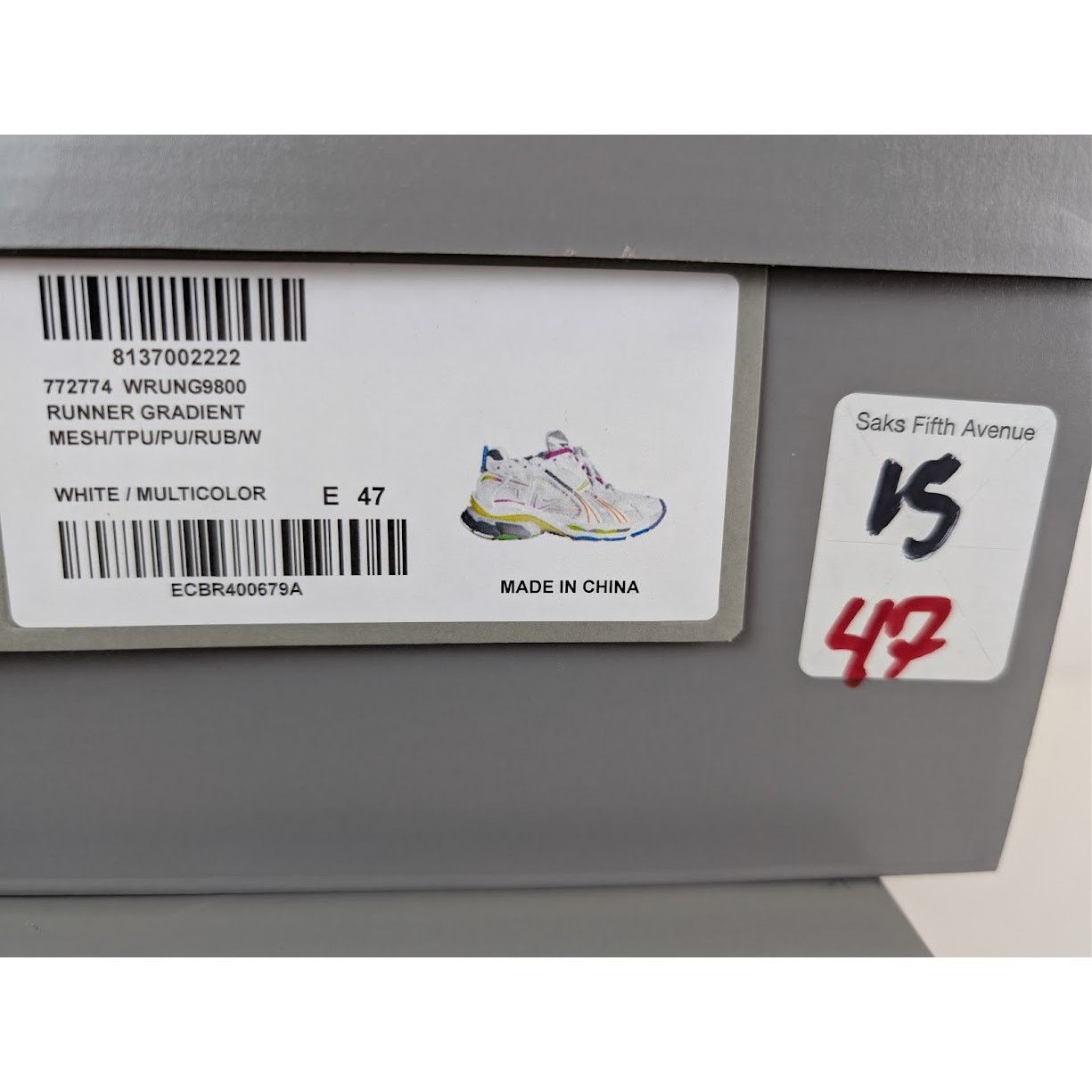 Balenciaga o1rshd1 Mesh Gardient Runner in White/Multicolor Size US 14 / EU 47 - 15 Thumbnail