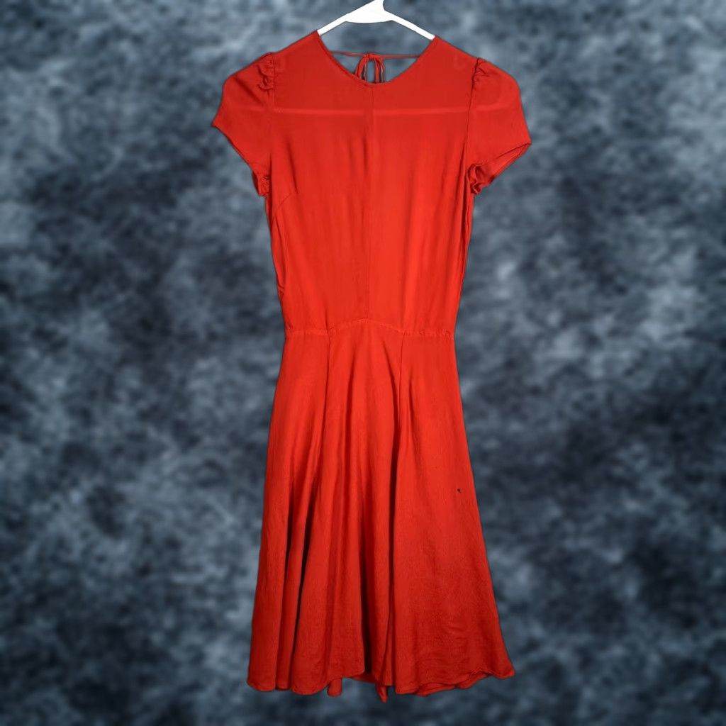 Reformation VINTAGE Reformation Dress Shirt Midi Open Back Tie Detail Cap Sleeves XS Adult Women Red 90s Womens Dress Size XS / US 0-2 / IT 36-38 - 1 Thumbnail