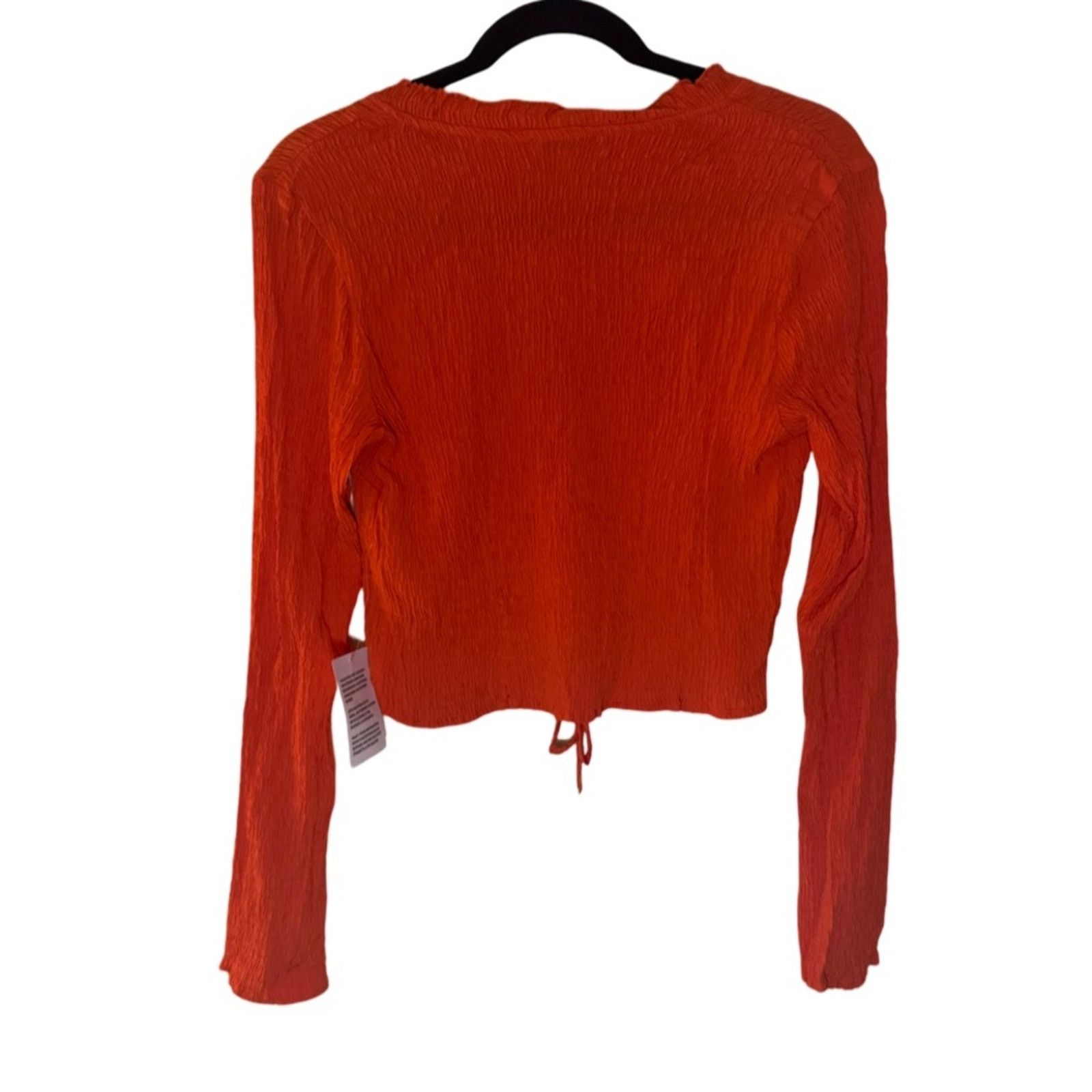 Topshop Topshop Crinkle Ruched Lace Long Sleeve Top - Orange Size M / US 6-8 / IT 42-44 - 5 Thumbnail
