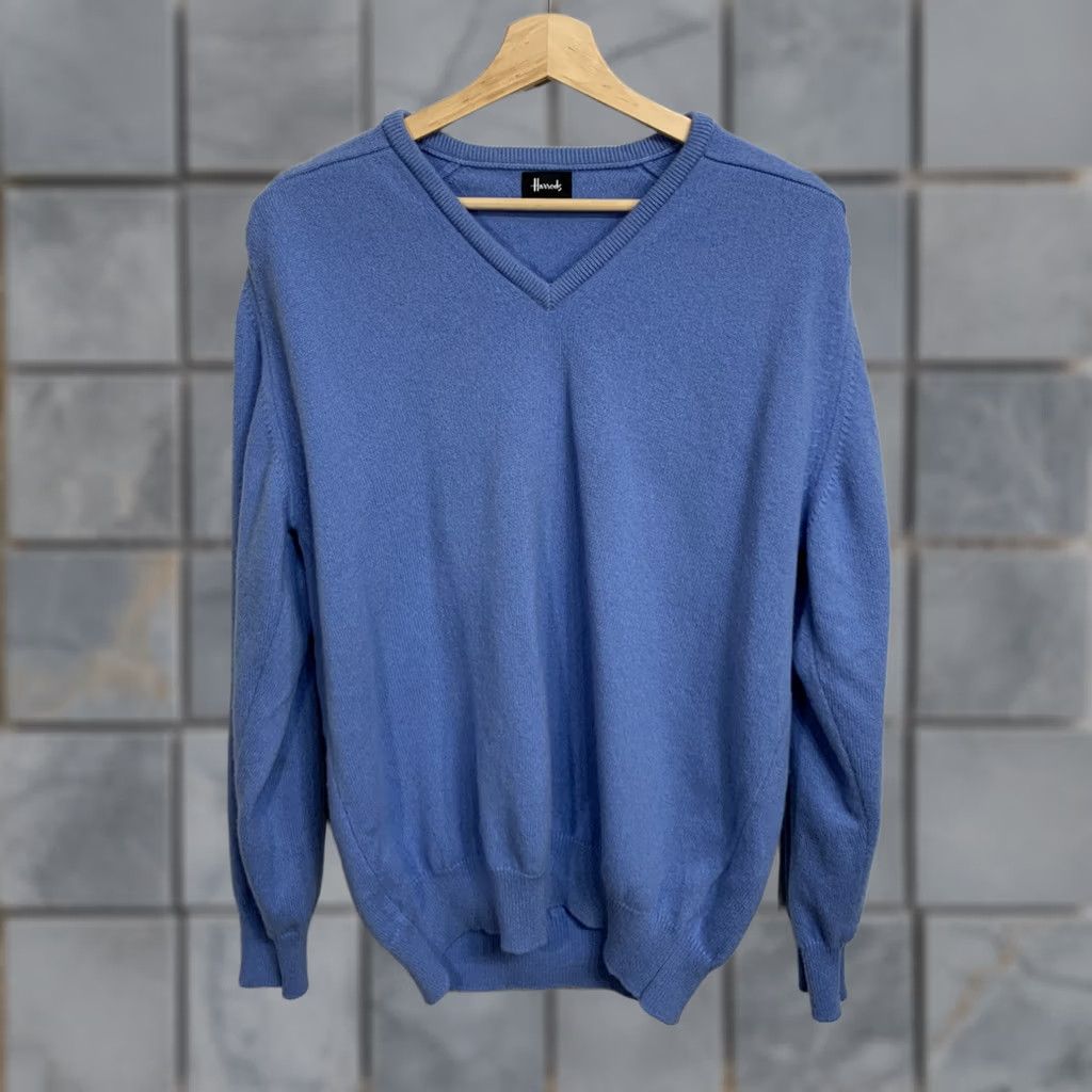 Harrods Sweater Mens Medium Blue Wool London Pullover Scotland, Men's