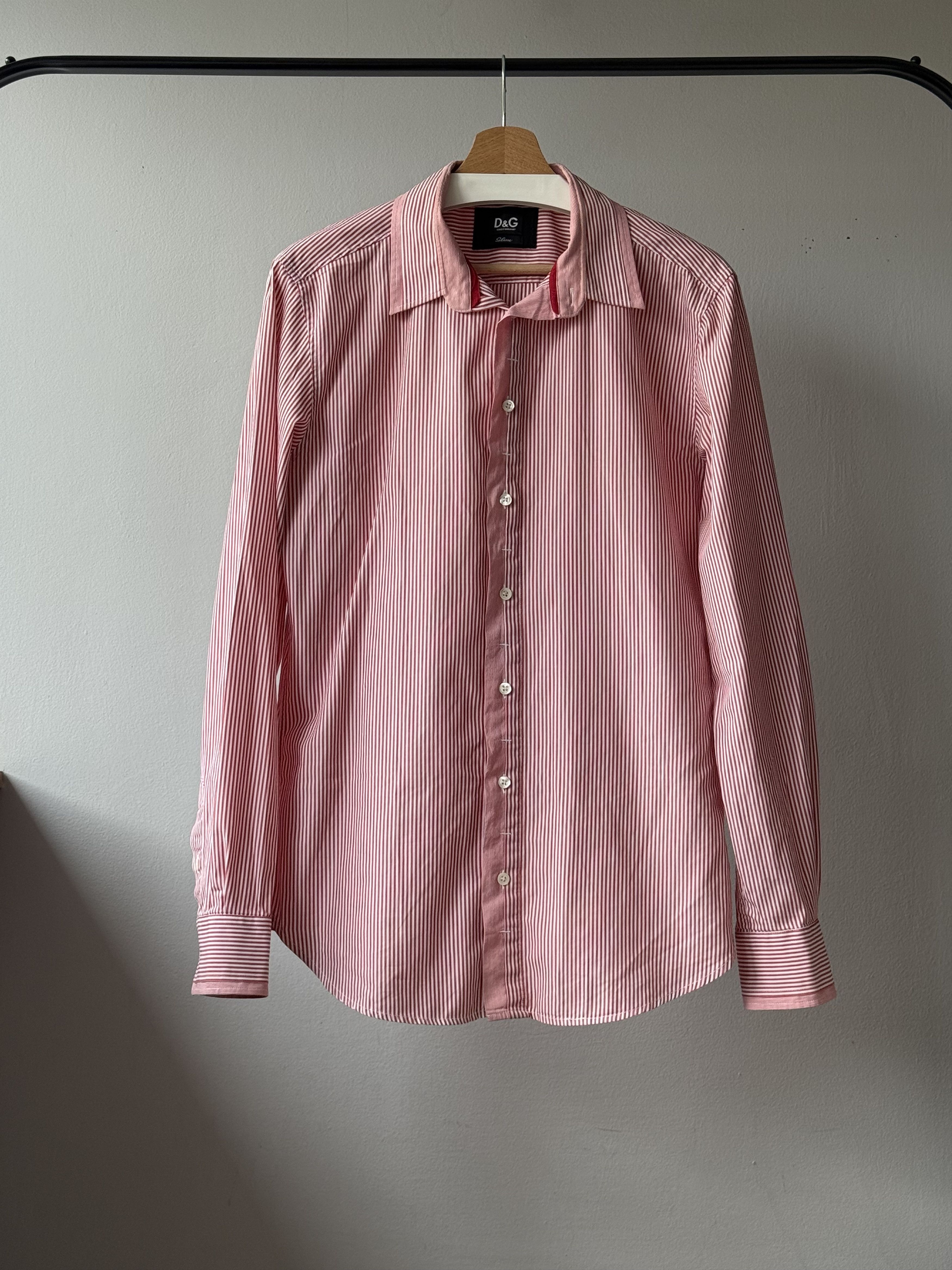 Dolce & Gabbana Dolce & Gabbana Slim Fit Red White Striped Long Sleeve Shirt Size US M / EU 48-50 / 2 - 1 Thumbnail