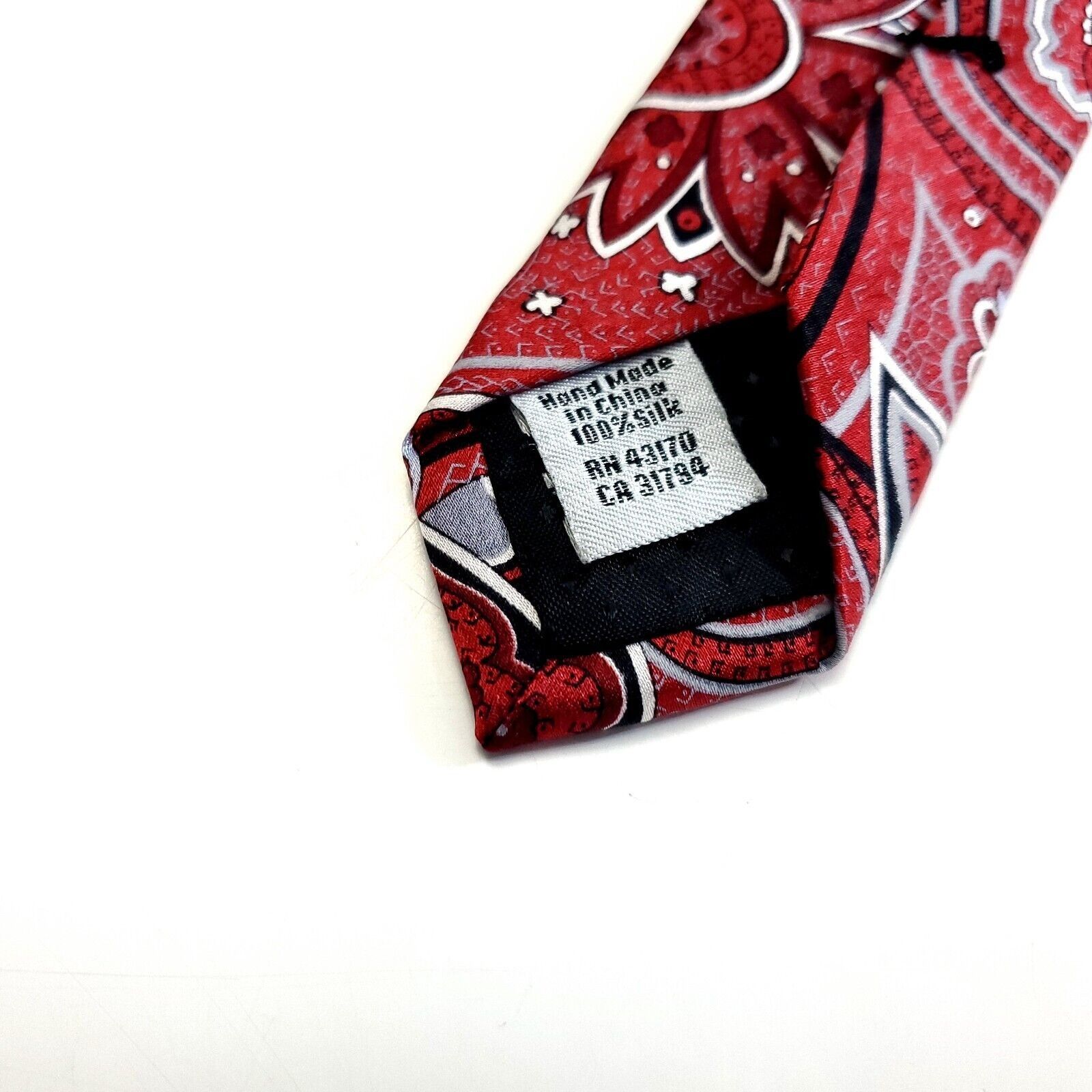 Designer Geoffrey Beene Red Paisley Print Silk Tie Size ONE SIZE - 4 Thumbnail