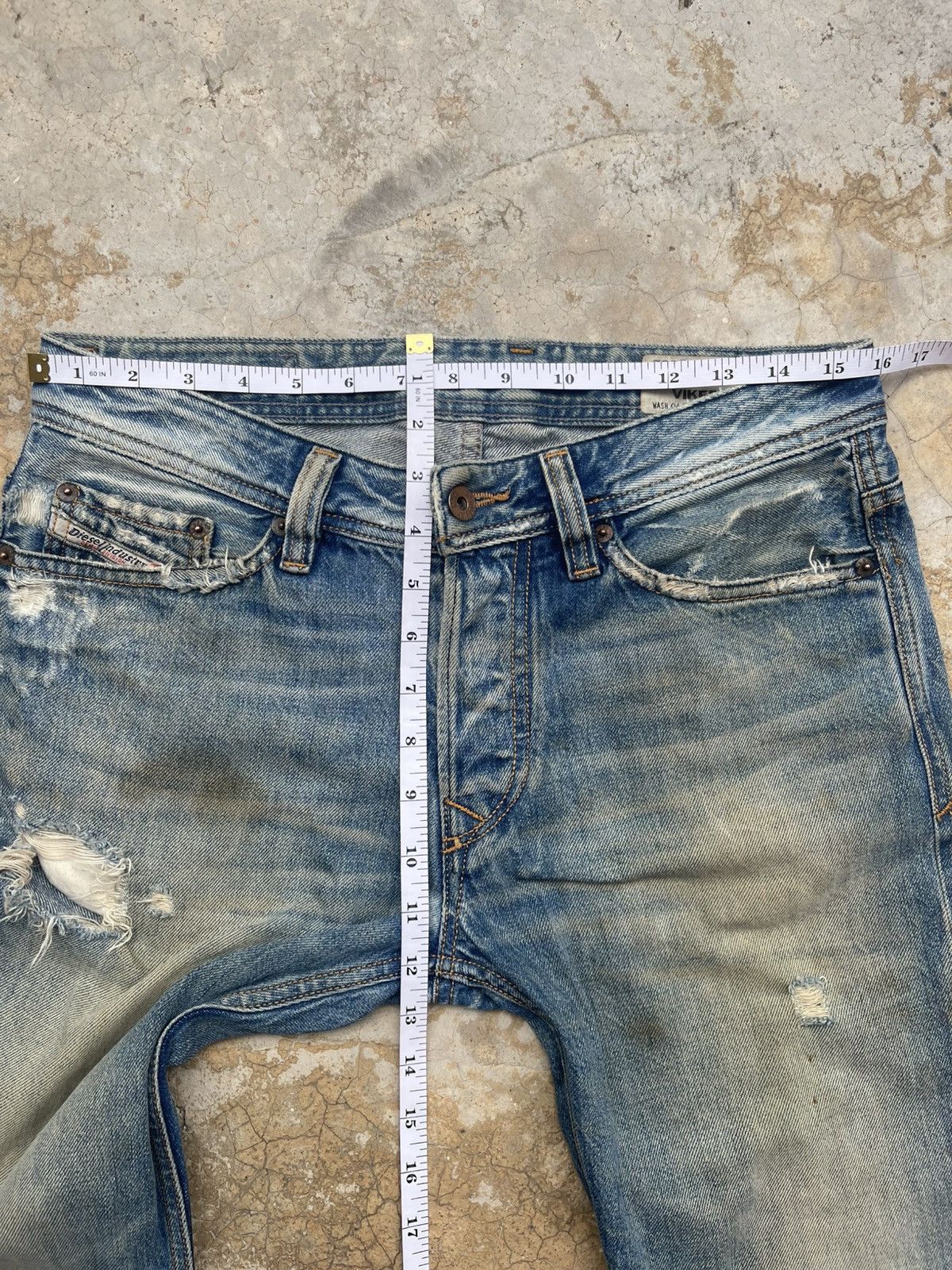 Diesel Diesel Viker Wash 008A2 Distressed Straight Leg Jeans 29x32 Size US 29 - 16 Thumbnail