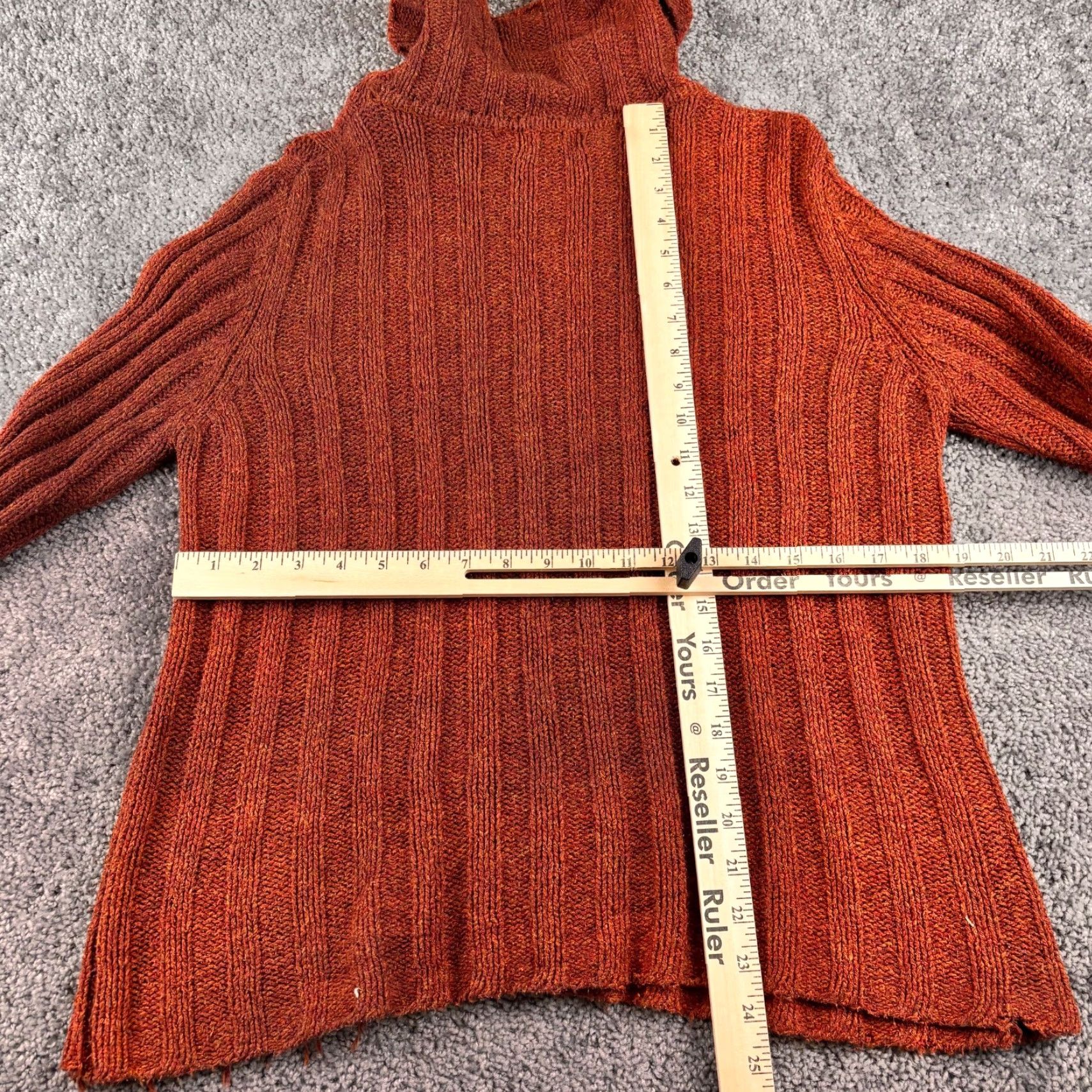 Vintage LL Bean Sweater Womens M Burnt Orange Ribbed Silk Wool Blend Turtleneck Pullover Size M / US 6-8 / IT 42-44 - 4 Thumbnail