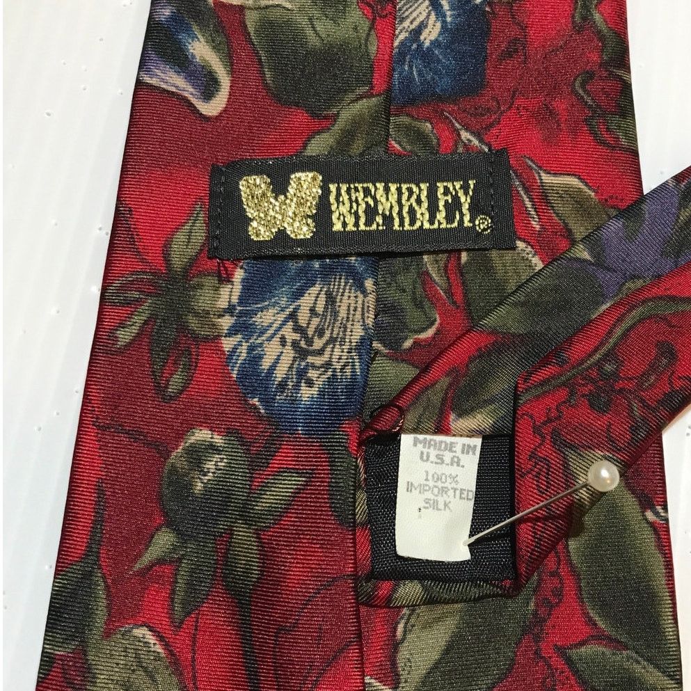 Other Wembley Red Floral Silk Classic Wide Men Necktie Size ONE SIZE - 4 Thumbnail