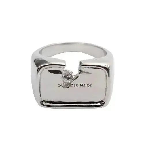Ring Of Fire Unique Design Notch Set Crushed Zircon Rings Size ONE SIZE - 1 Thumbnail