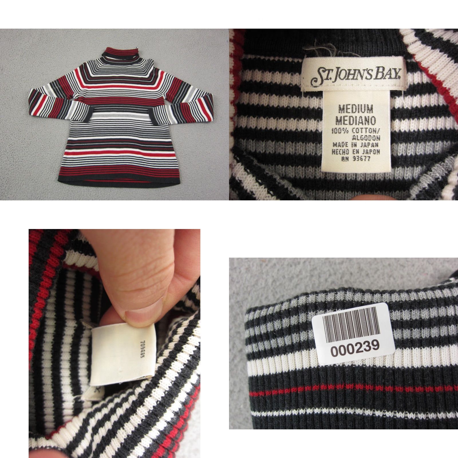 Vintage VINTAGE St. Johns Bay Turtleneck Shirt Womens M Black Striped 100% Cotton Knit Long Sleeve Fall Winter Spring 80s Womens Clothing Size M / US 6-8 / IT 42-44 - 8 Thumbnail