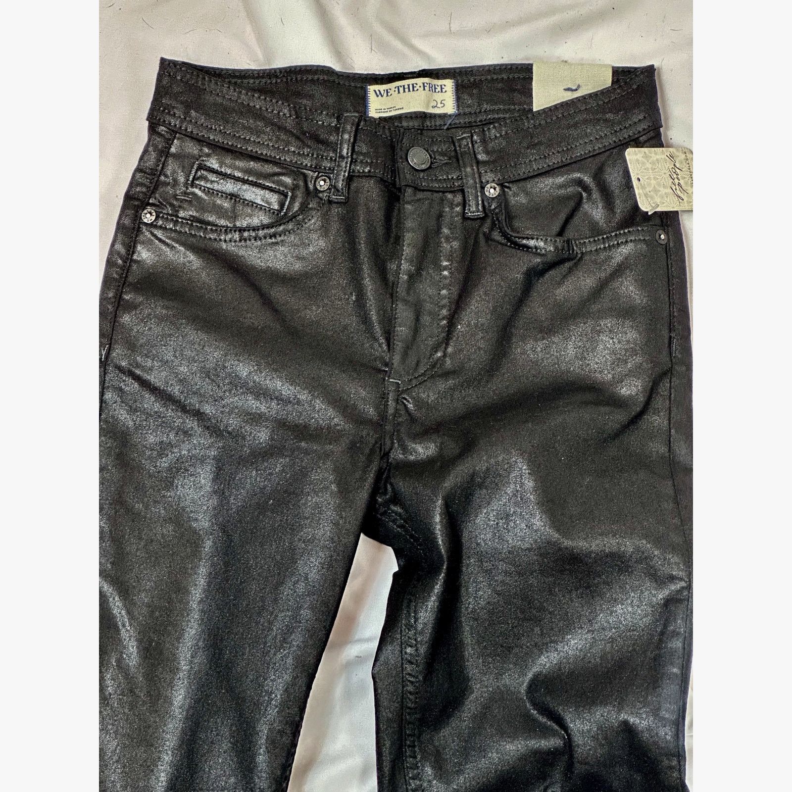 Free People Free People Xena High Rise Straight Coated Jeans Black 25 Size 25" / US 0 / IT 36 - 10 Thumbnail