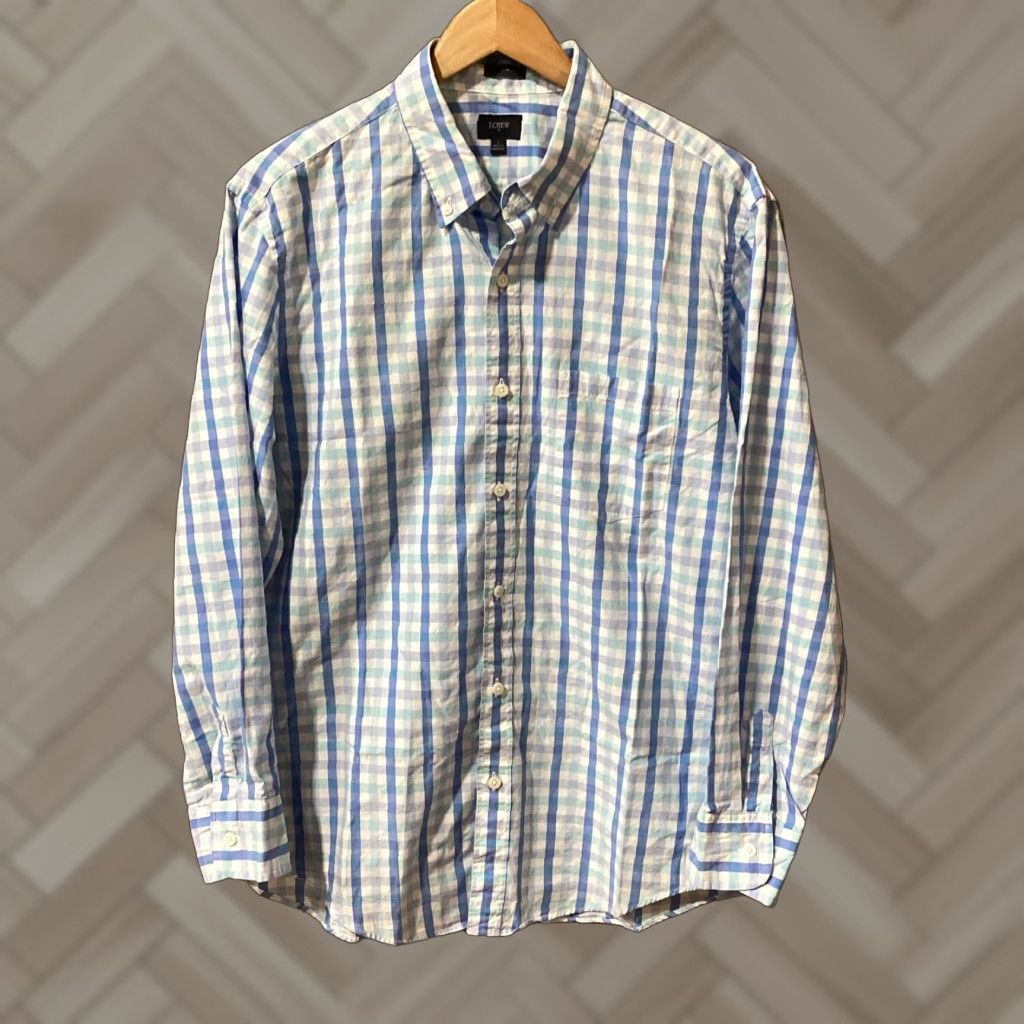 J.Crew J.CREW Mens Blue Plaid Button-Up Long Sleeve Size Large Shirt Size US L / EU 52-54 / 3 - 1 Thumbnail