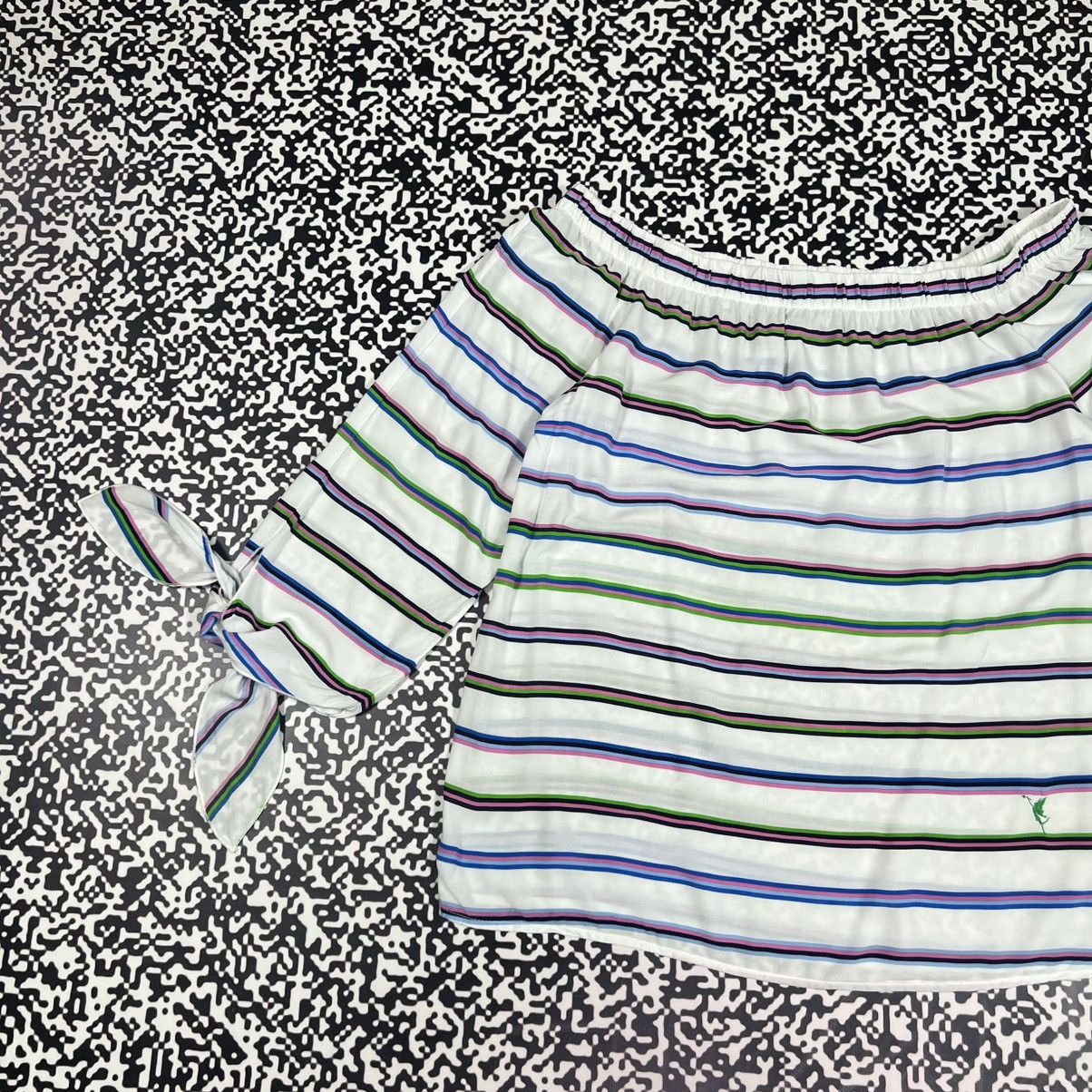 Vintage Emily Van Den Bergh Striped Retro Luxury Style Blouses Shirt Size M / US 6-8 / IT 42-44 - 6 Thumbnail