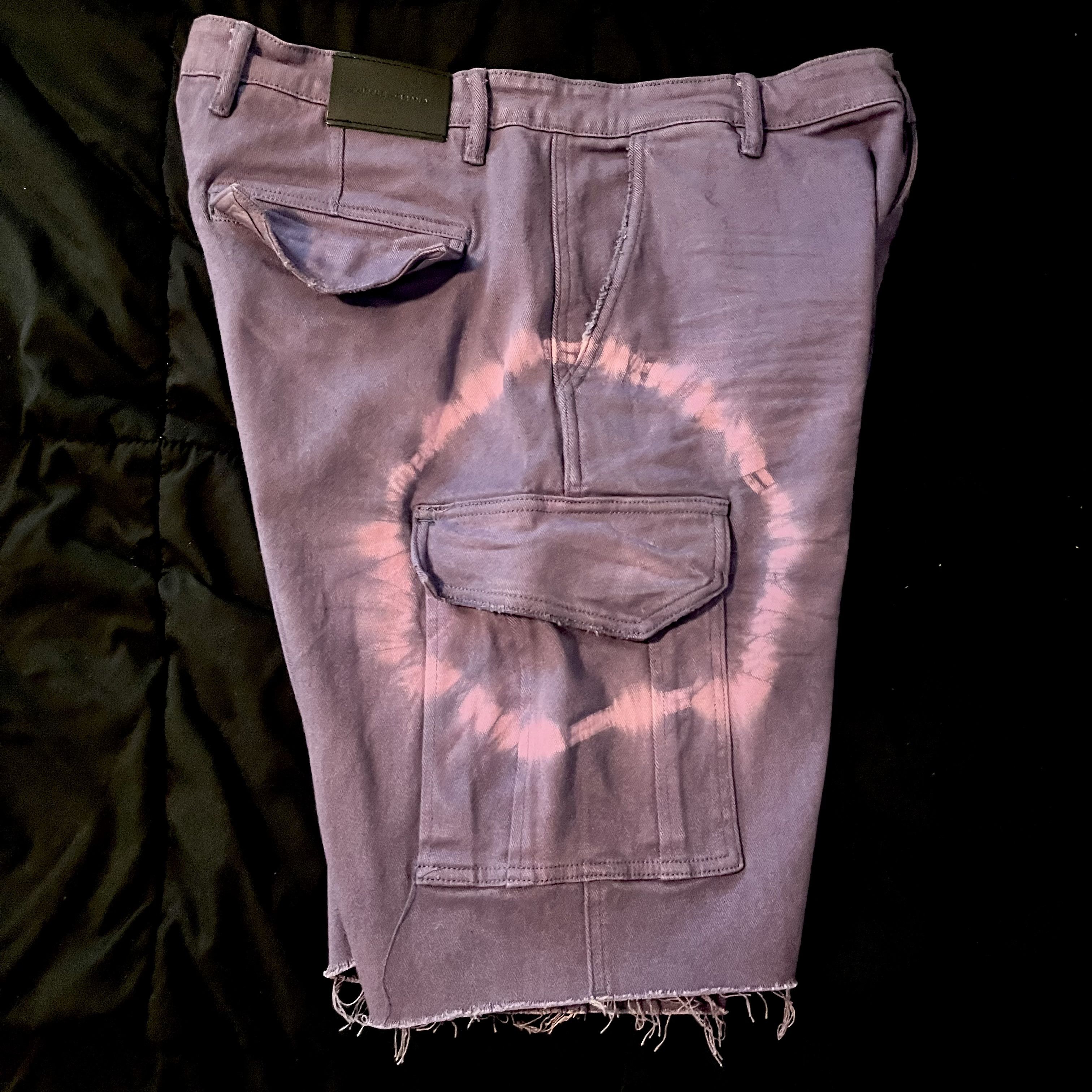 Purple Brand Purple Brand Purple Tie Dye Twill Cargo Shorts L Size US 33 - 5 Thumbnail