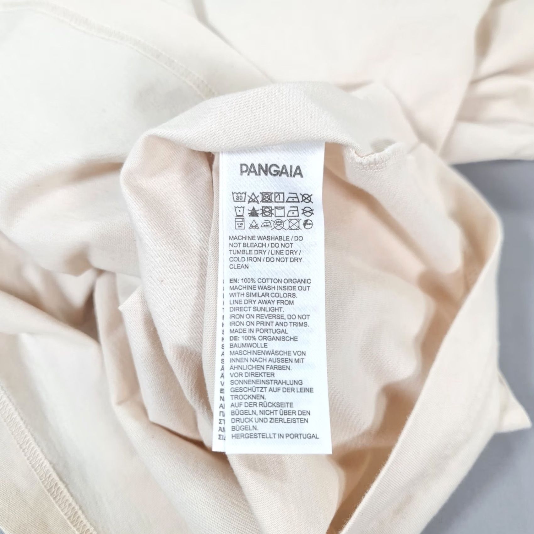 Pangaia Pangaia T-Shirt Mens Small Beige Cotton Crew Neck Long Sleeve Jersey Shirt Mini Boxy Fit Size US S / EU 44-46 / 1 - 8 Thumbnail