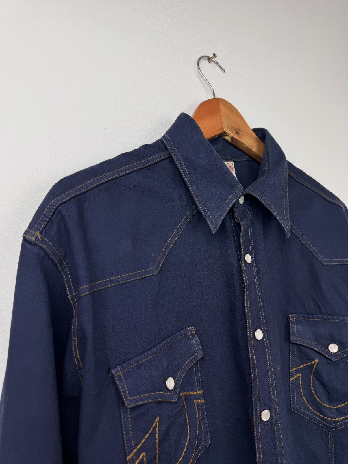 True Religion True Religion Men Denim Shirt Dark Blue Snap Button Size L Size US L / EU 52-54 / 3 - 5 Thumbnail