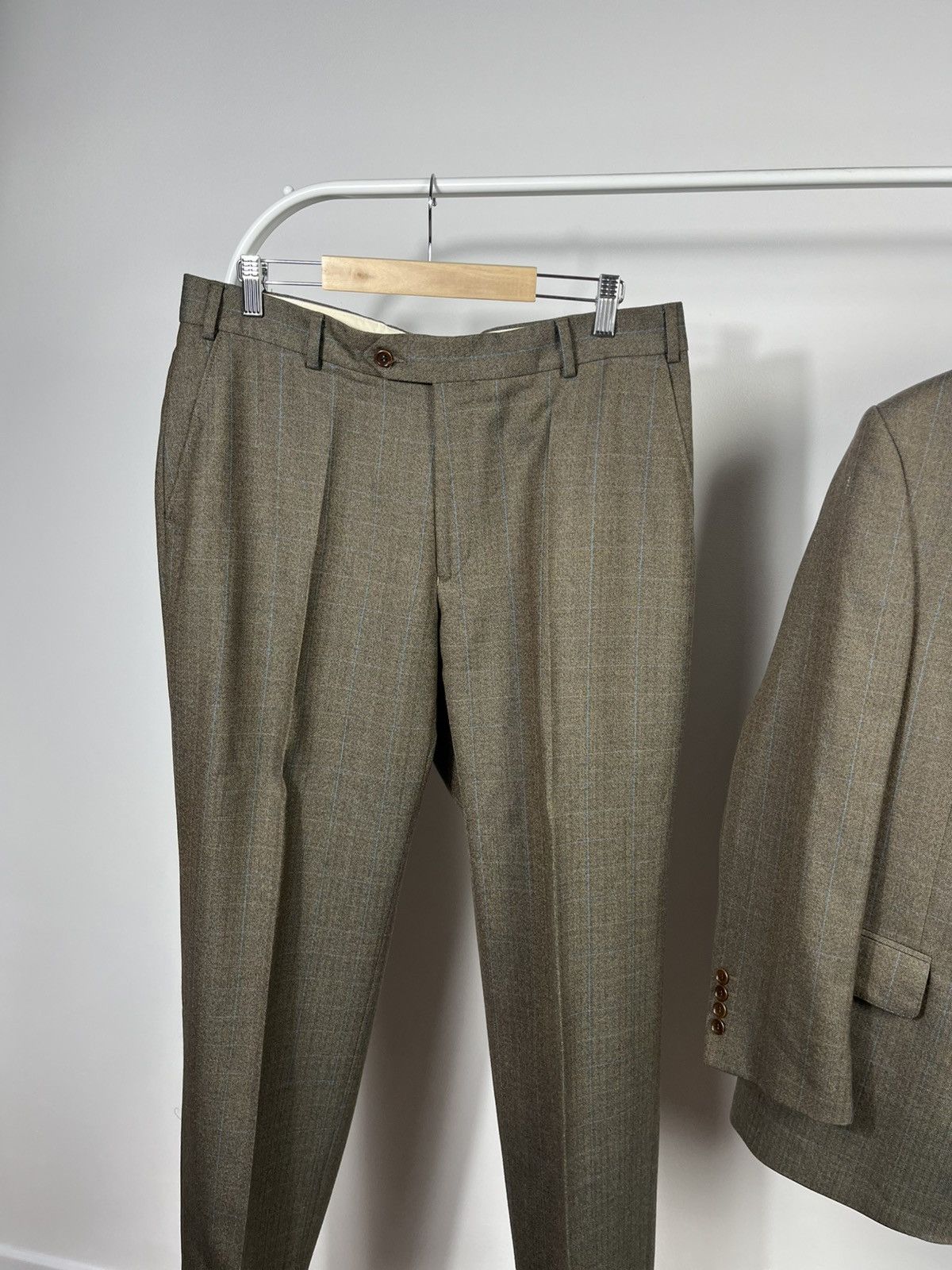 Magee Magee Wool Suit Green Check Blazer Pants Tailored Set Size 42R - 3 Thumbnail