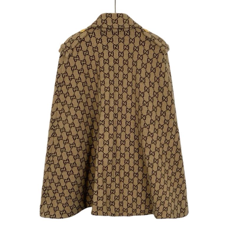 Gucci GucciBrown logo jacquard printed wool lapel cloak jacket 25 Size US XS / EU 42 / 0 - 2 Thumbnail